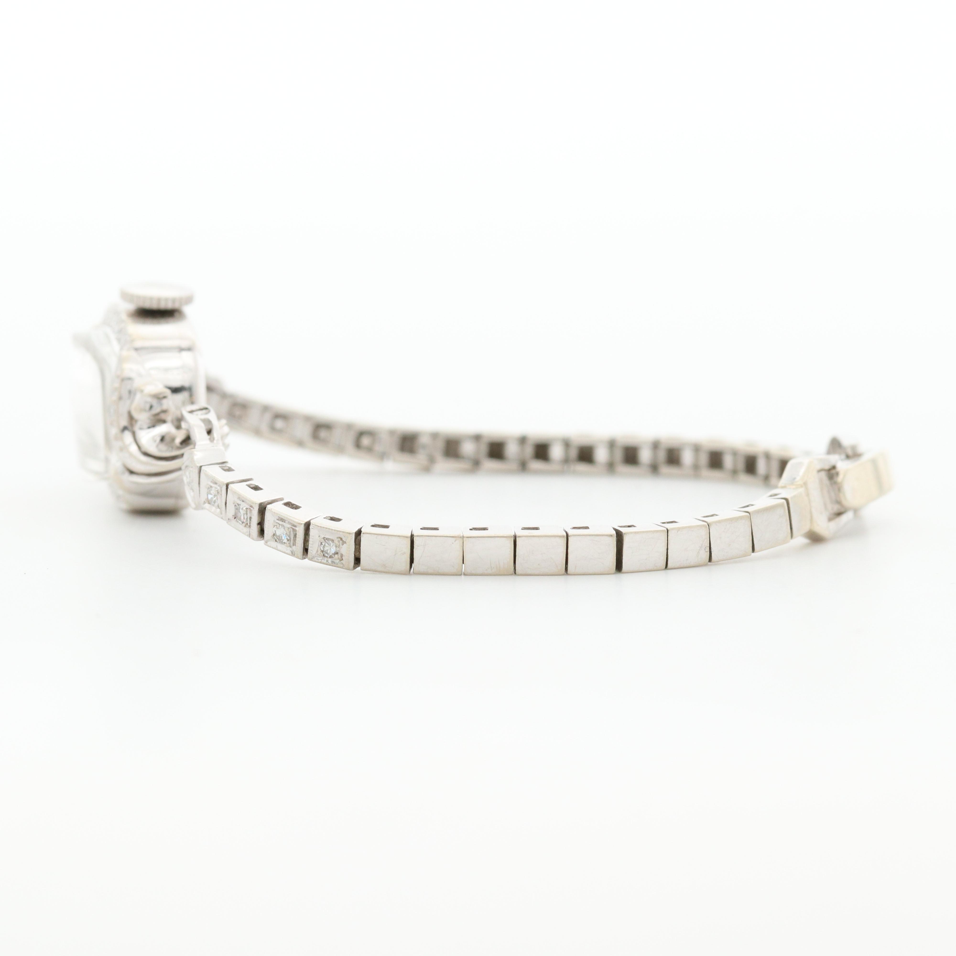 Lady Elgin 14K White Gold and Diamond Watch