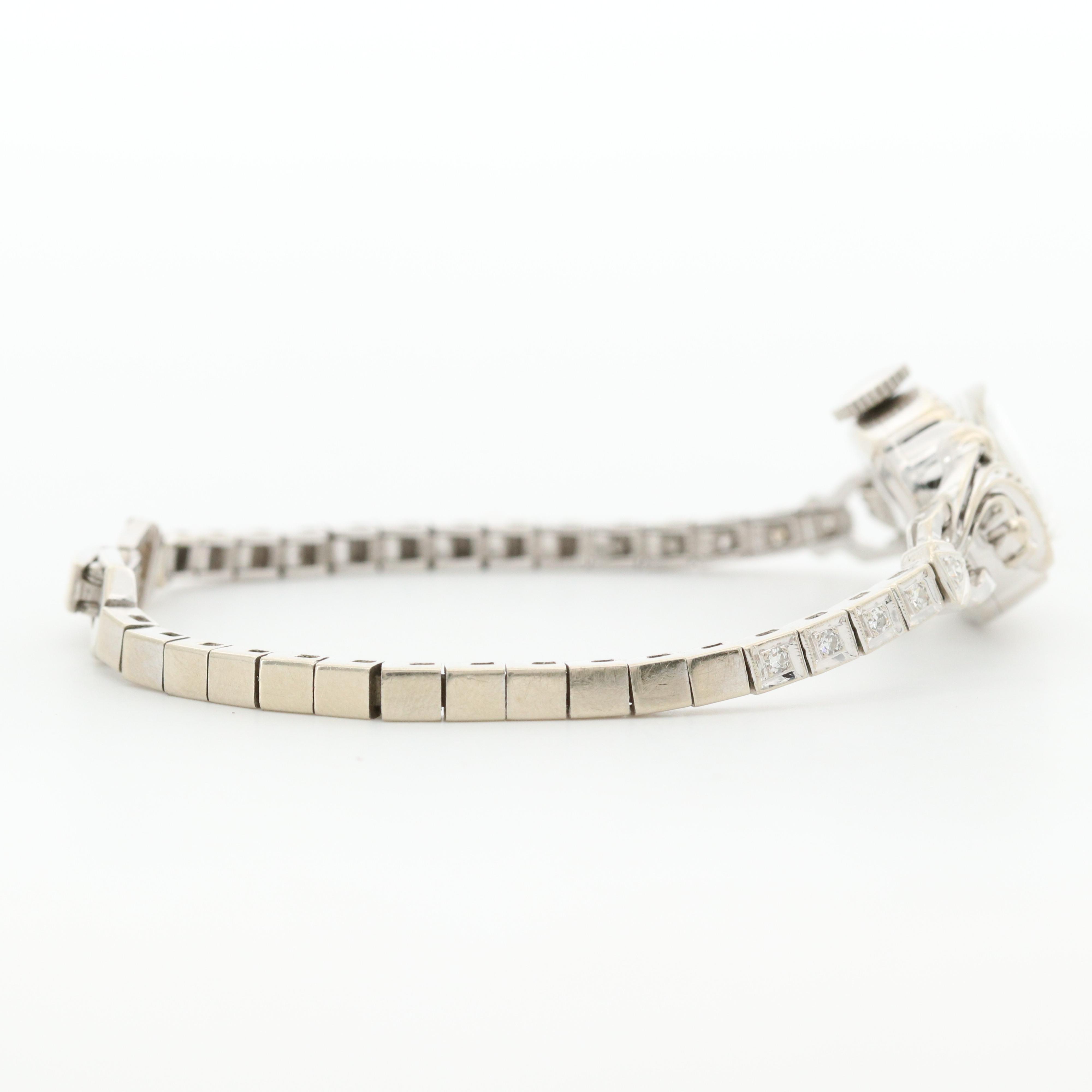 Lady Elgin 14K White Gold and Diamond Watch