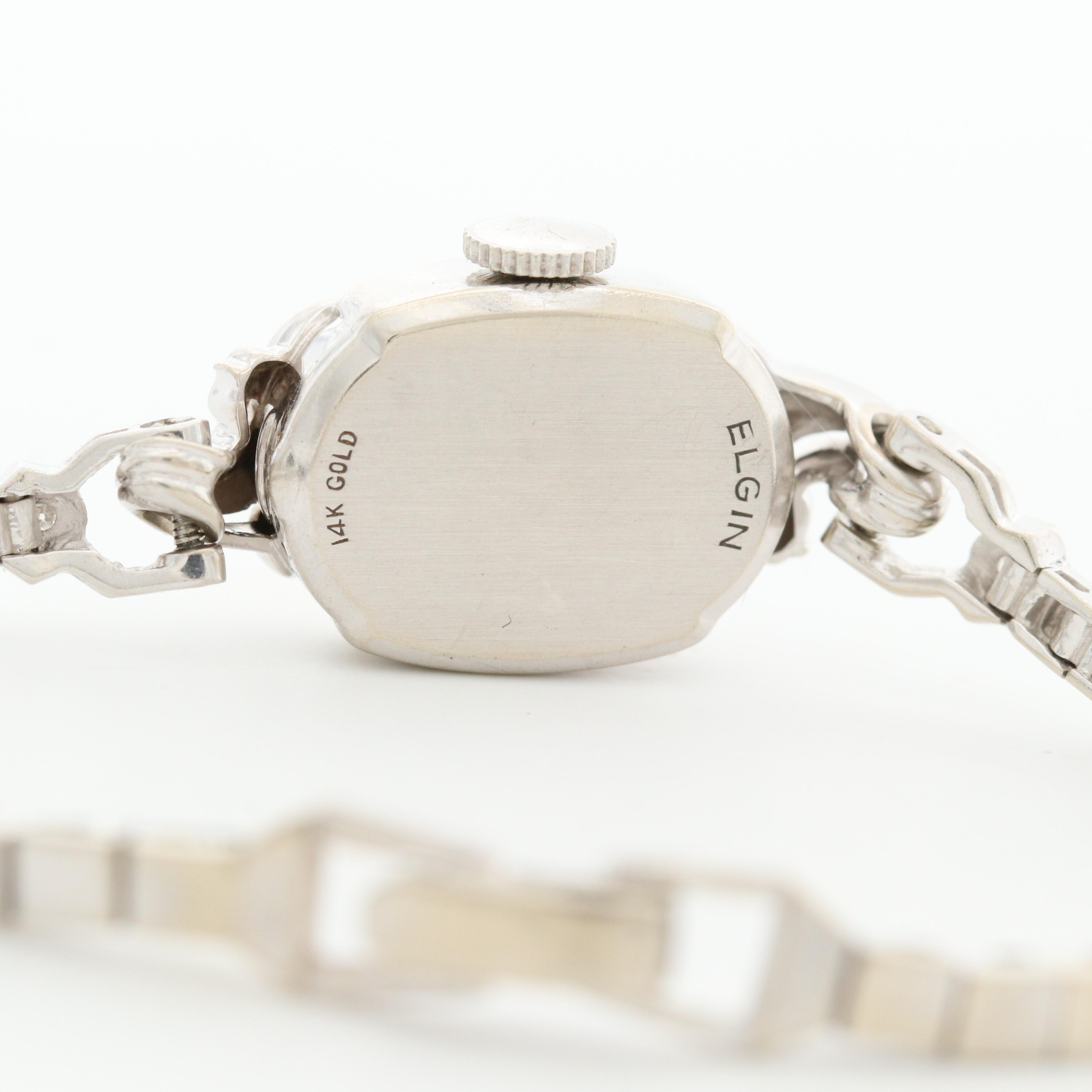 Lady Elgin 14K White Gold and Diamond Watch