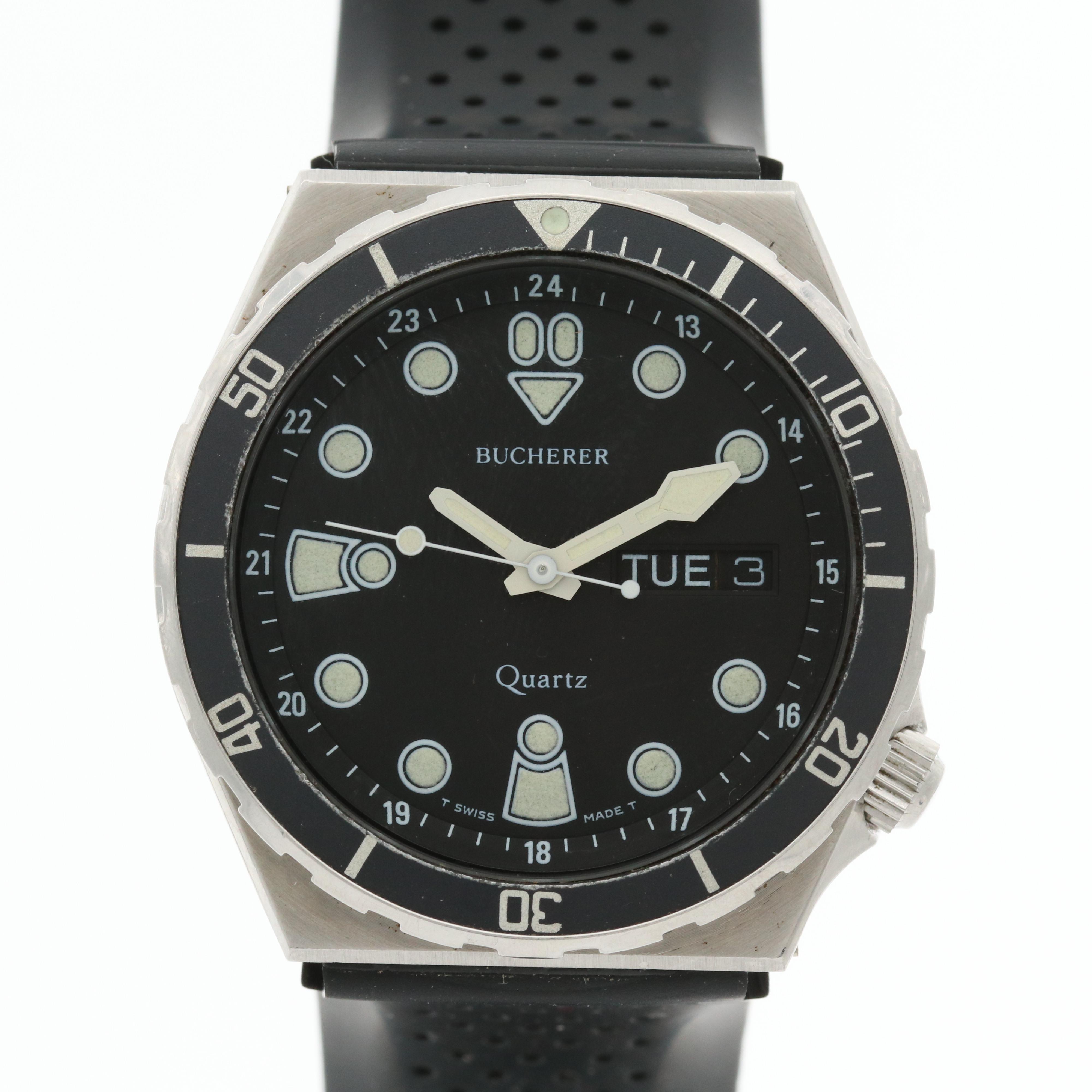 Vintage Bucherer Stainless Steel Quartz Dive Watch