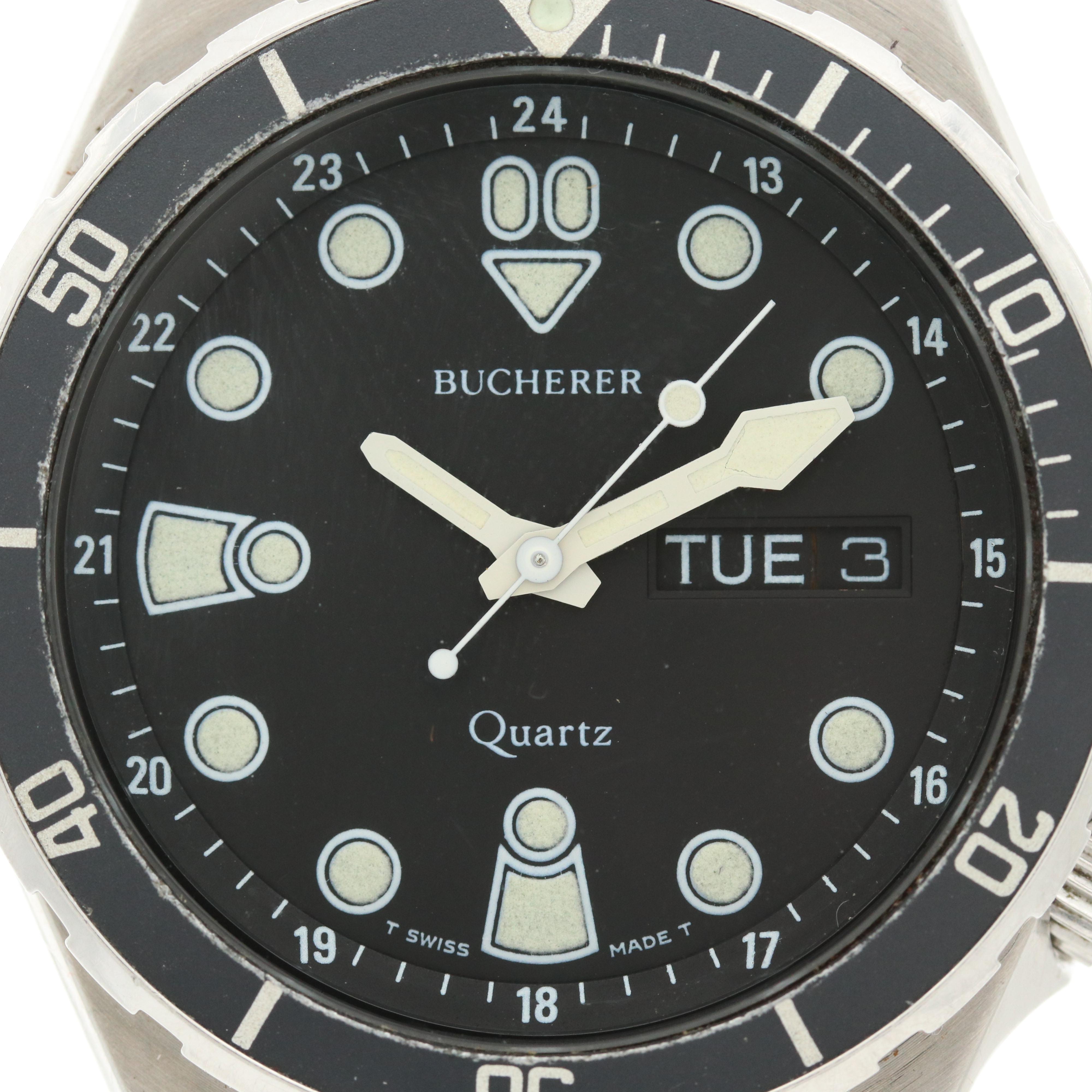 Vintage Bucherer Stainless Steel Quartz Dive Watch