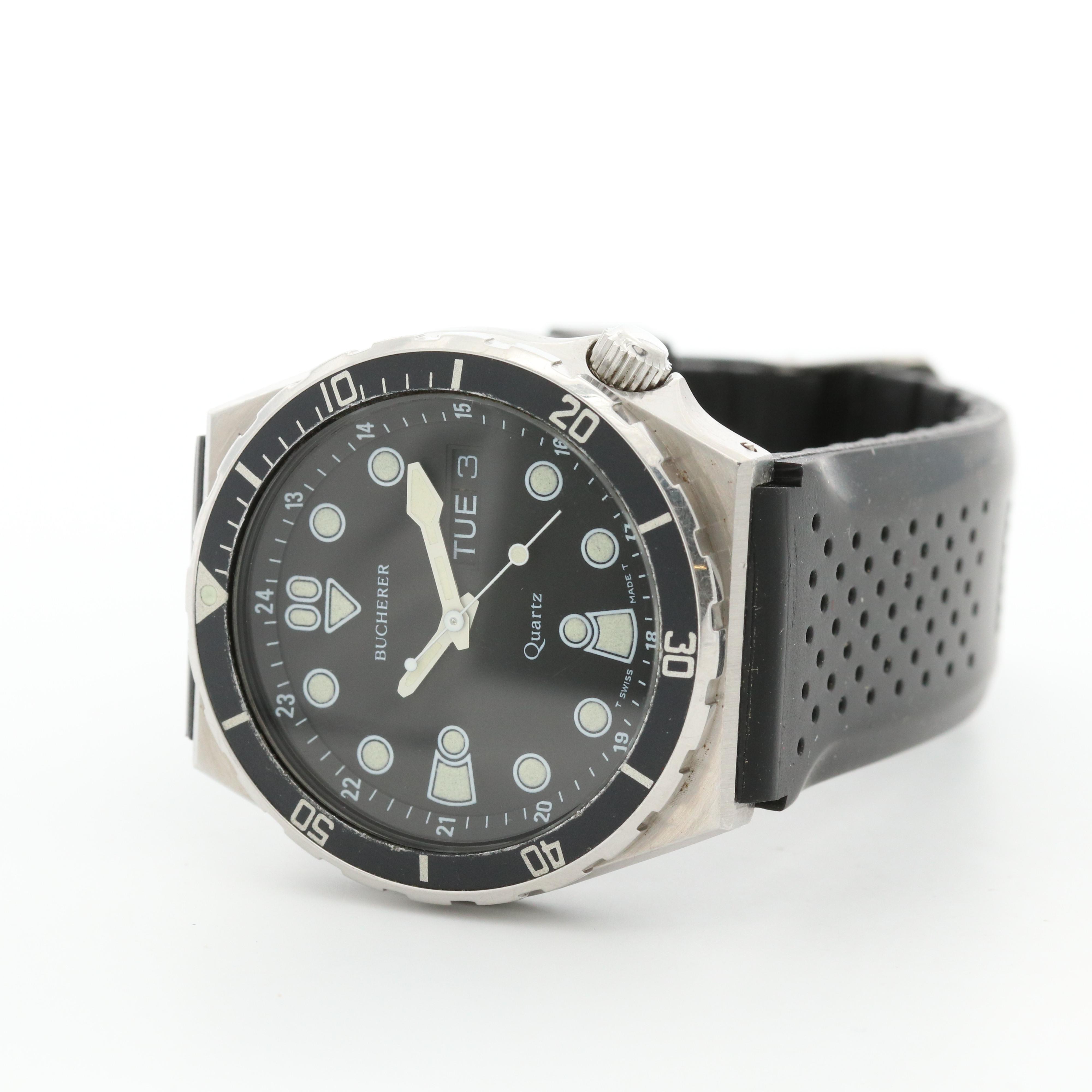 Vintage Bucherer Stainless Steel Quartz Dive Watch