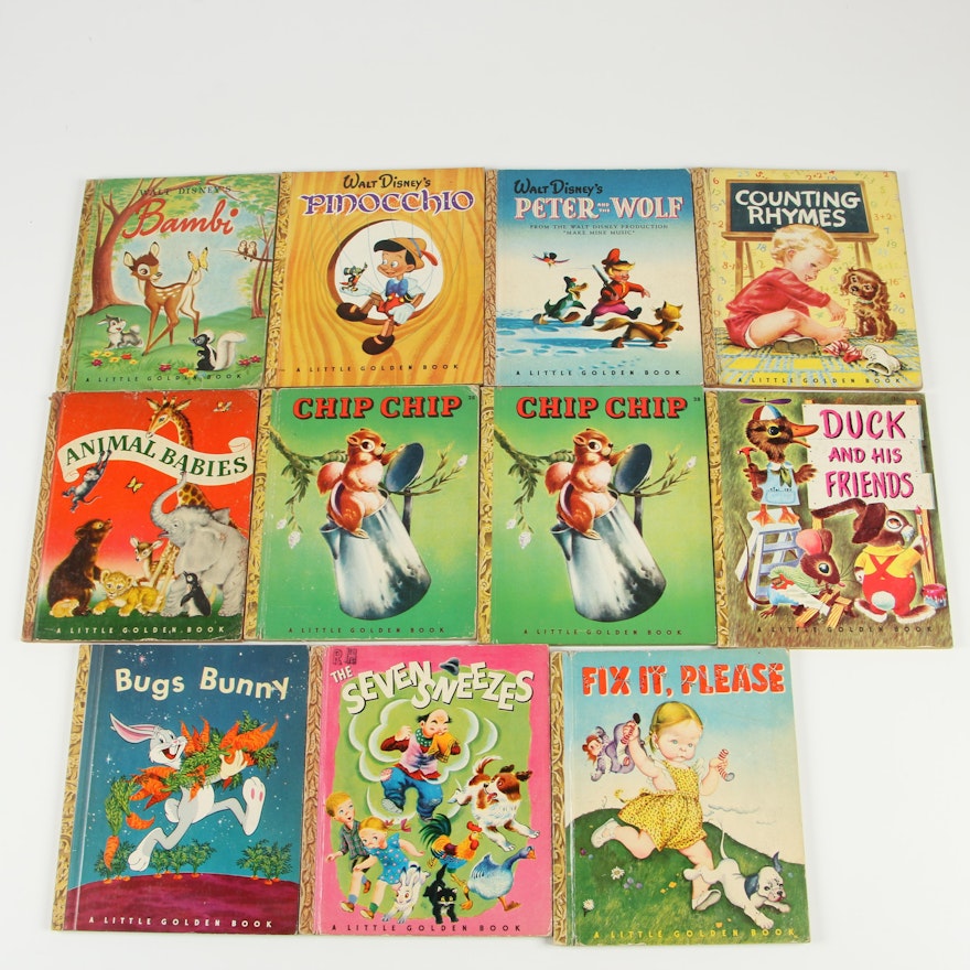 Little Golden Books including Walt Disney's "Bambi" and "Pinocchio"