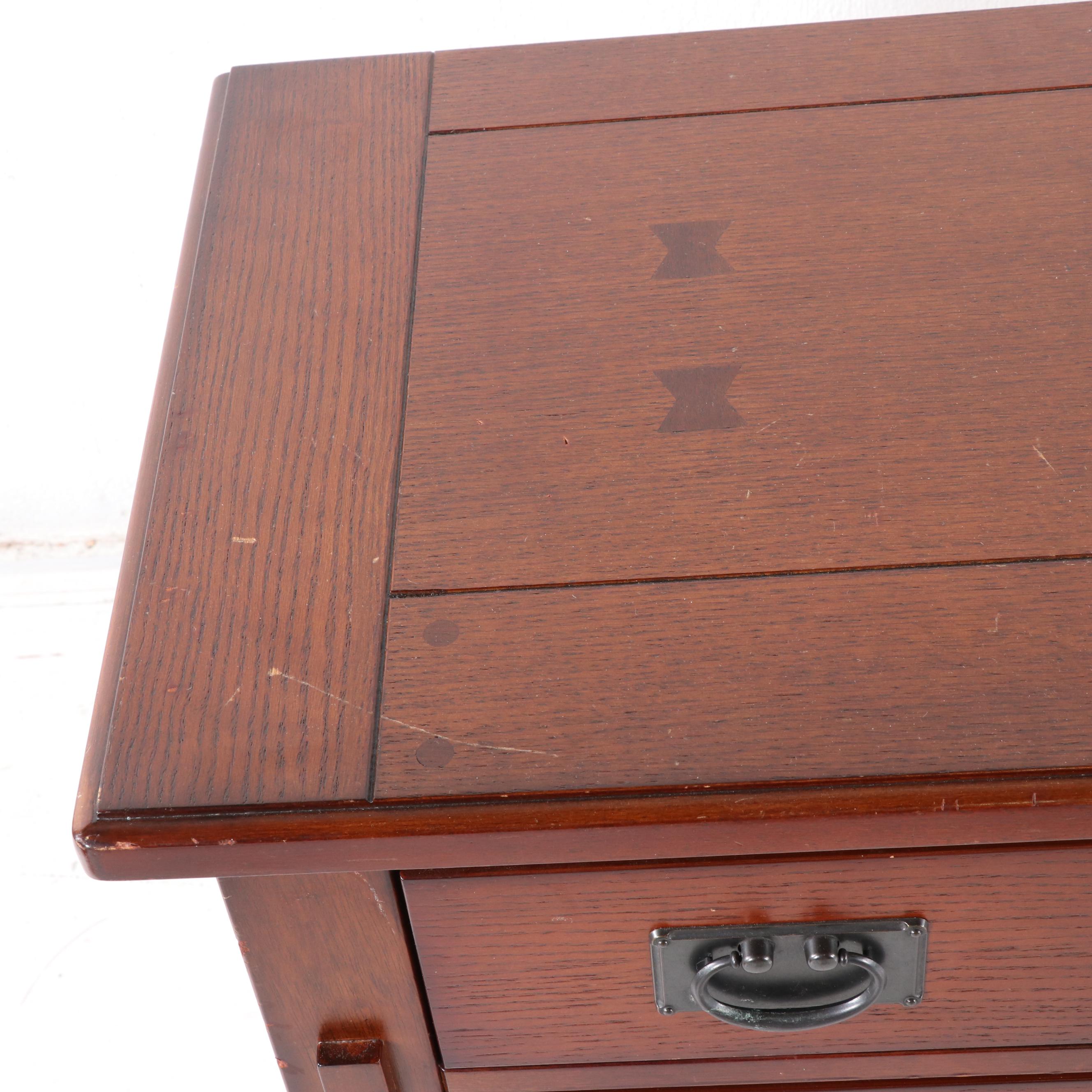 Contemporary Mission Style Oak Finish Nightstands