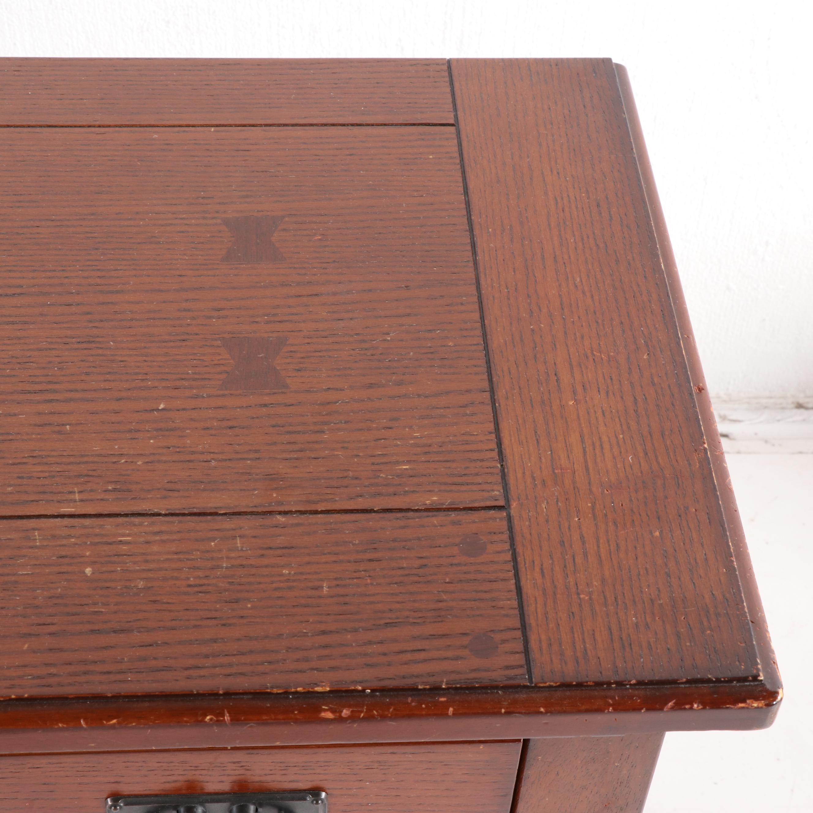 Contemporary Mission Style Oak Finish Nightstands