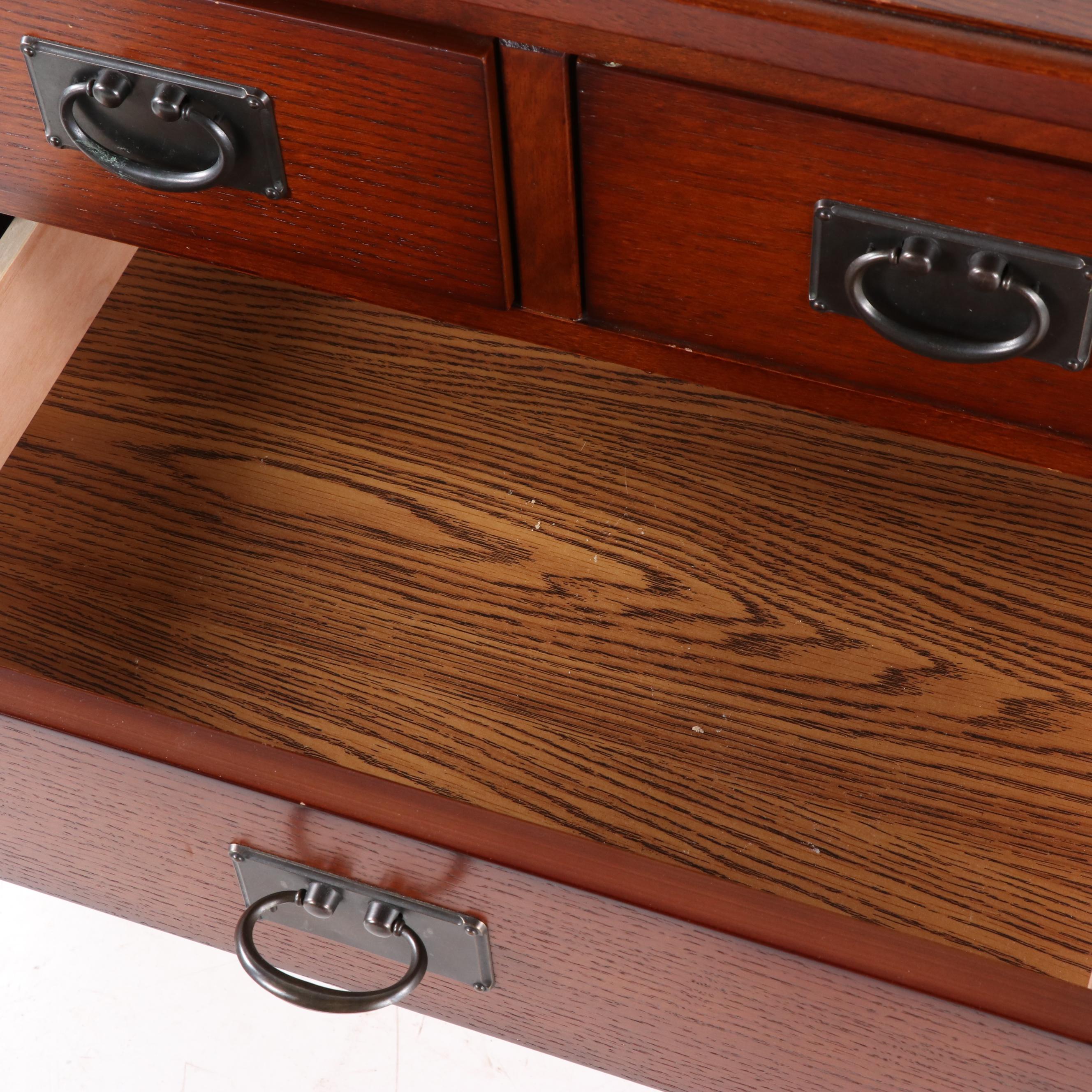 Contemporary Mission Style Oak Finish Nightstands