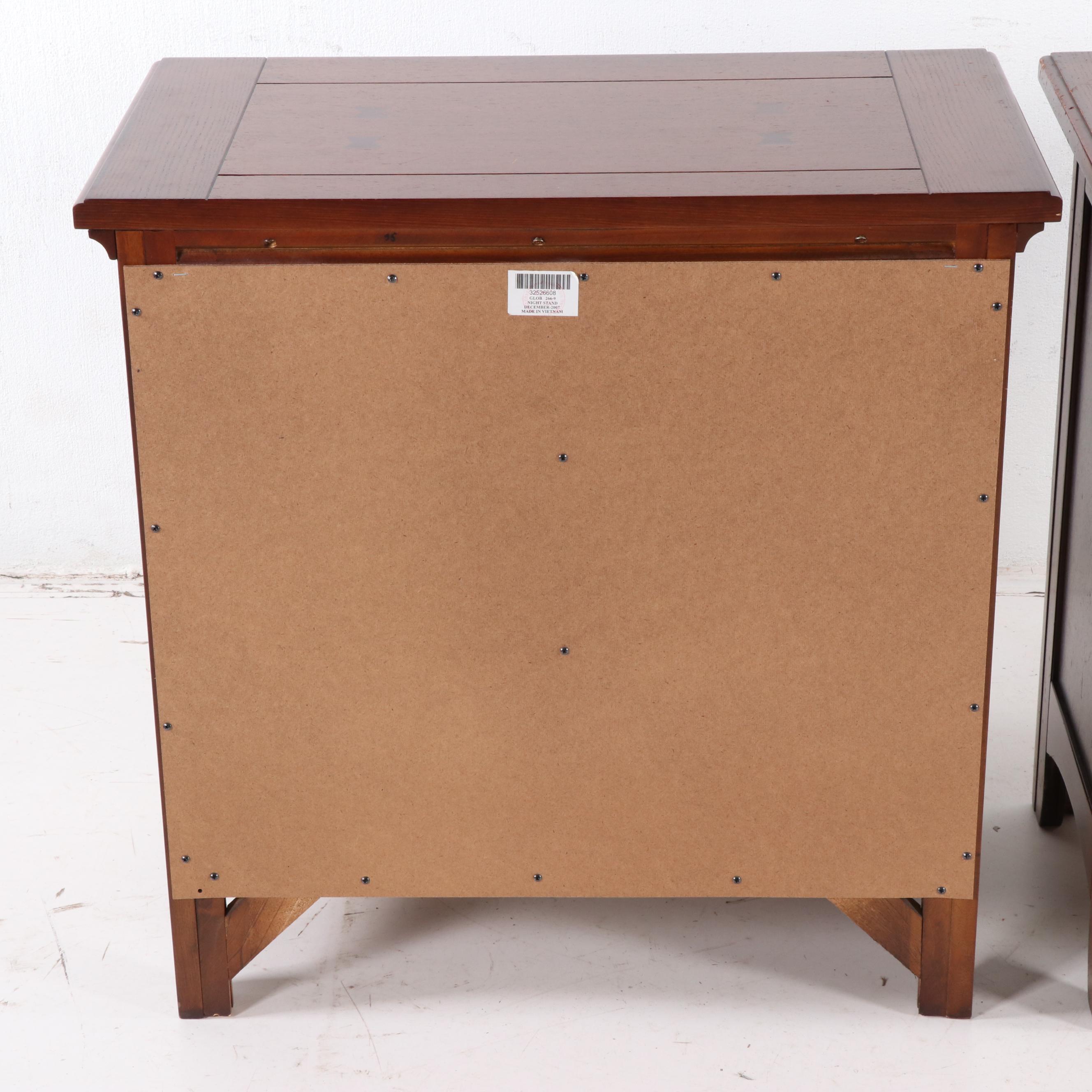 Contemporary Mission Style Oak Finish Nightstands