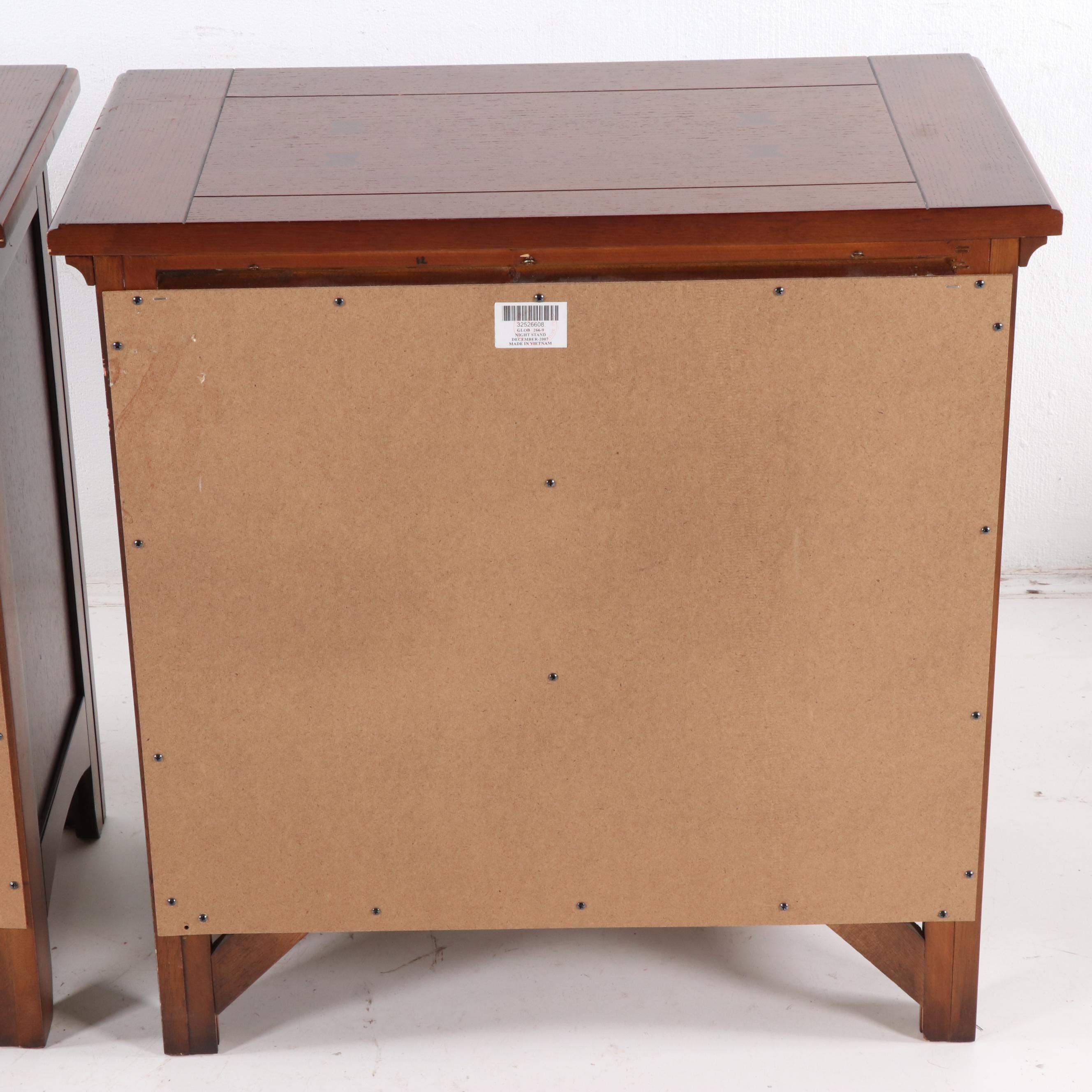 Contemporary Mission Style Oak Finish Nightstands