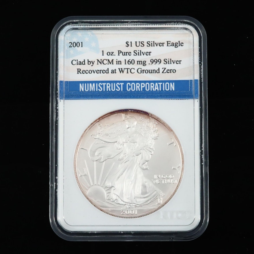 2001 American Silver Eagle $1 Coin Recovered From World Trade Center Ground Zero