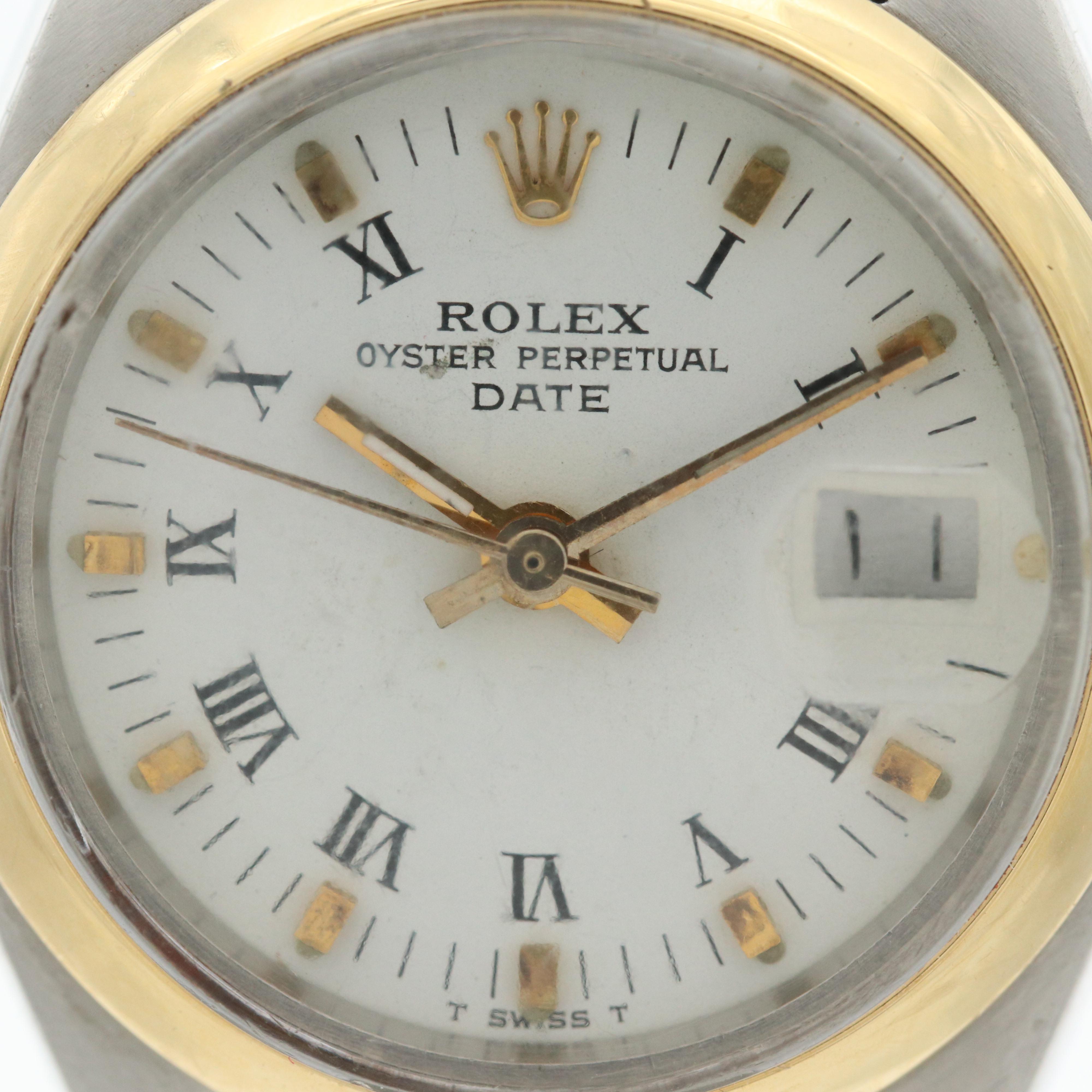 Vintage Rolex Oyster Perpetual Date 14K Gold and Stainless Steel Watch, 1978