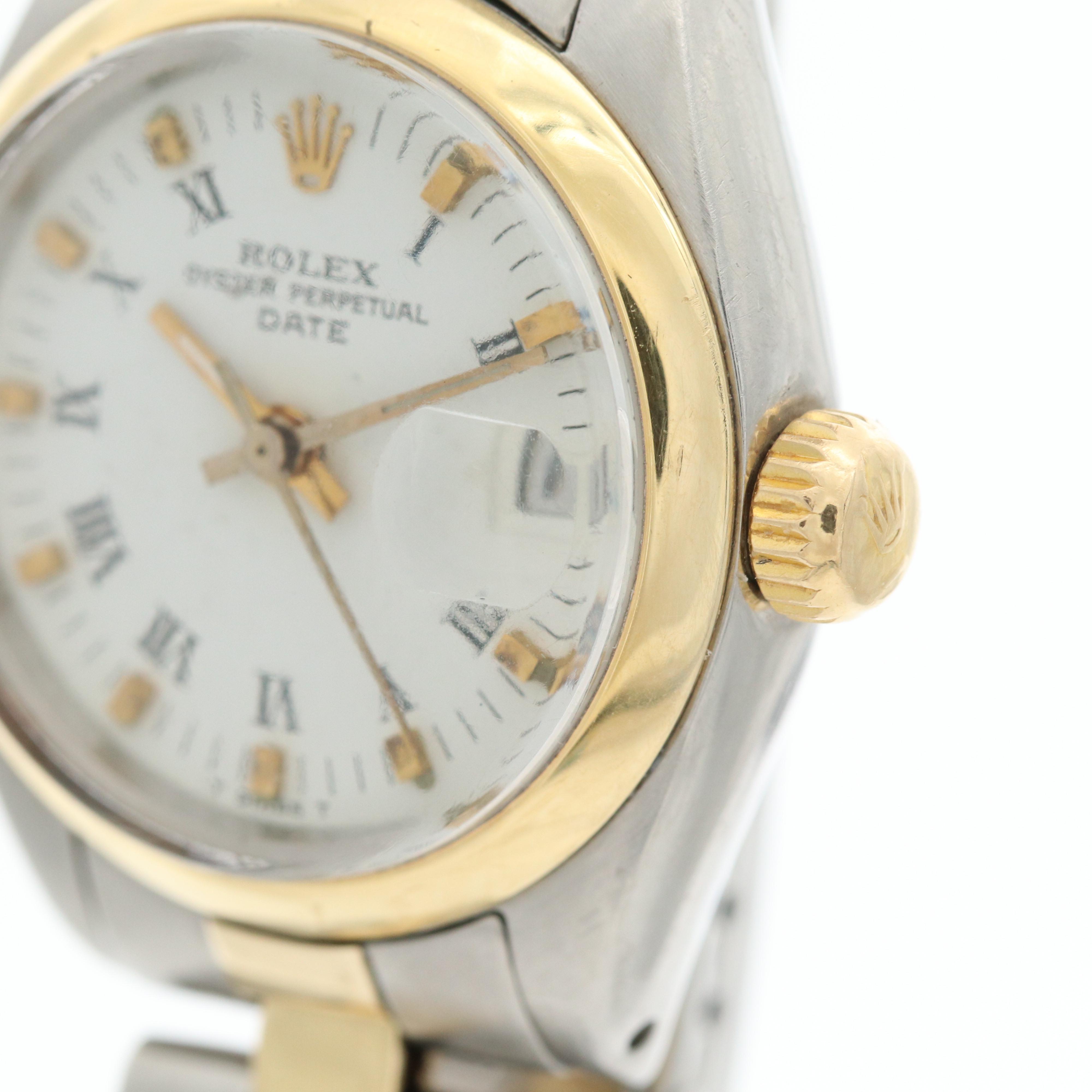 Vintage Rolex Oyster Perpetual Date 14K Gold and Stainless Steel Watch, 1978
