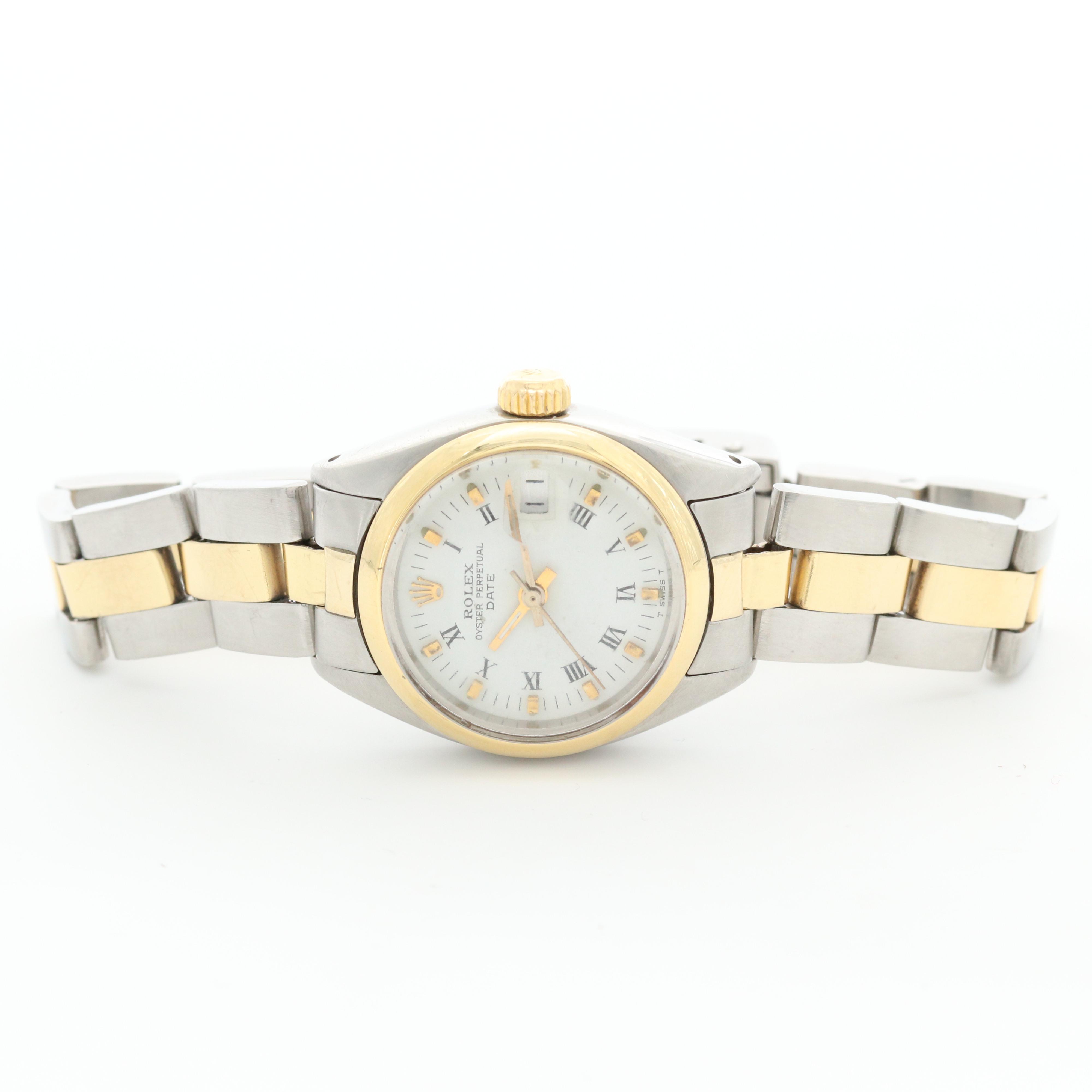 Vintage Rolex Oyster Perpetual Date 14K Gold and Stainless Steel Watch, 1978