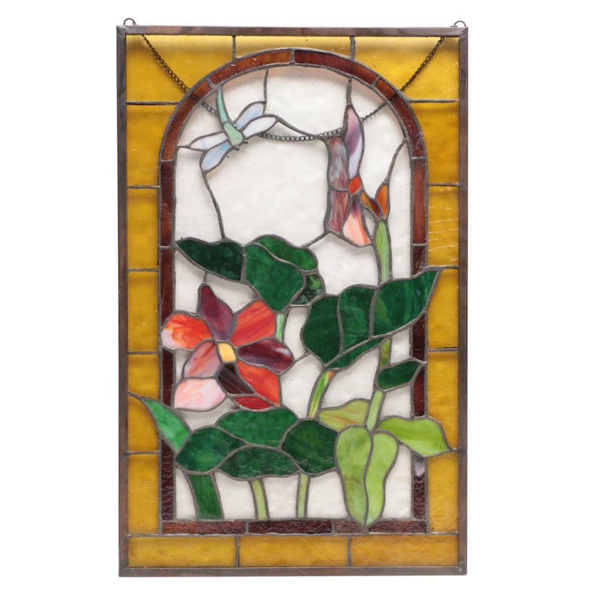 Stained Glass Panel with Floral Motif