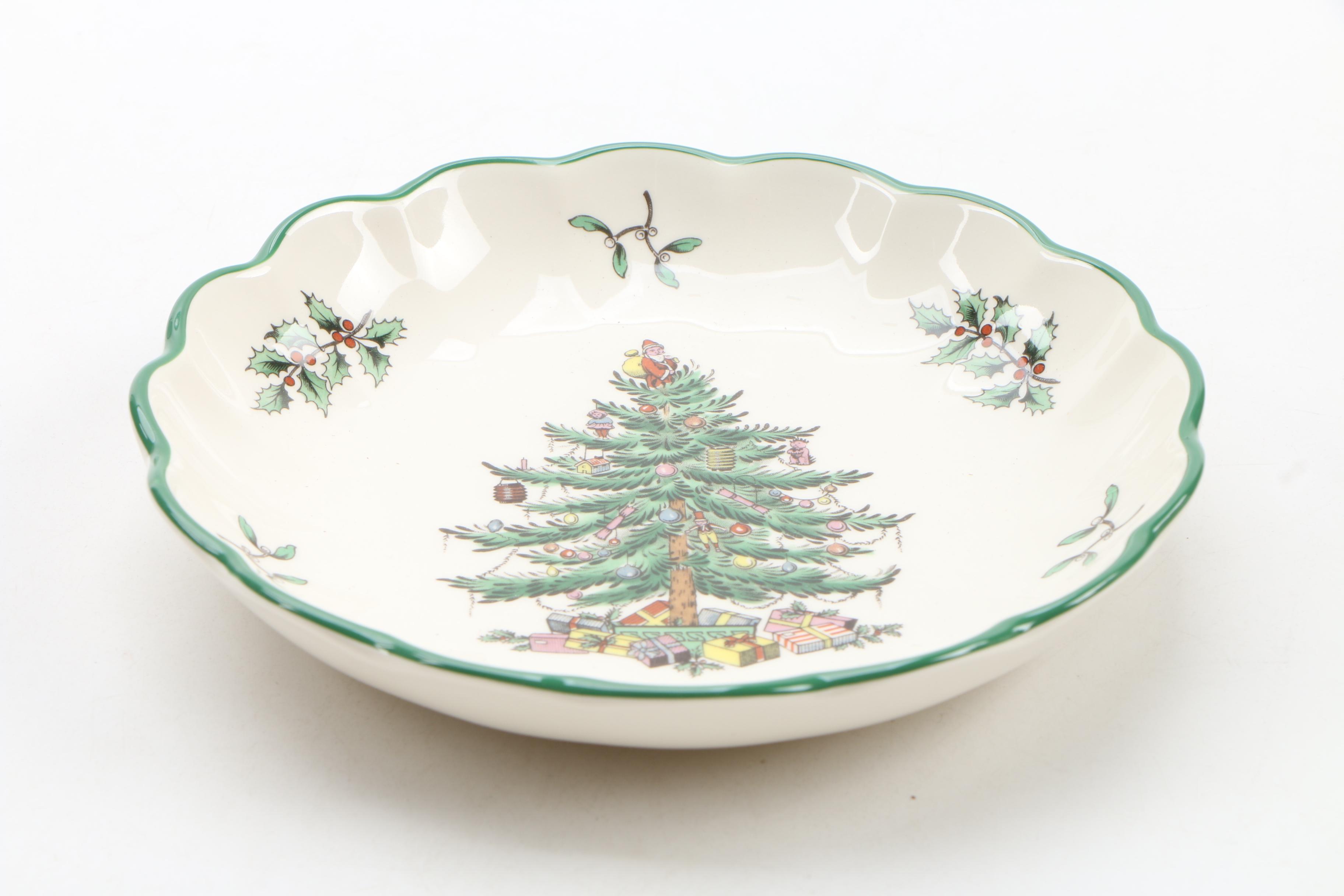 Spode "Christmas Tree" Serveware, Teapot, and Collector Plates