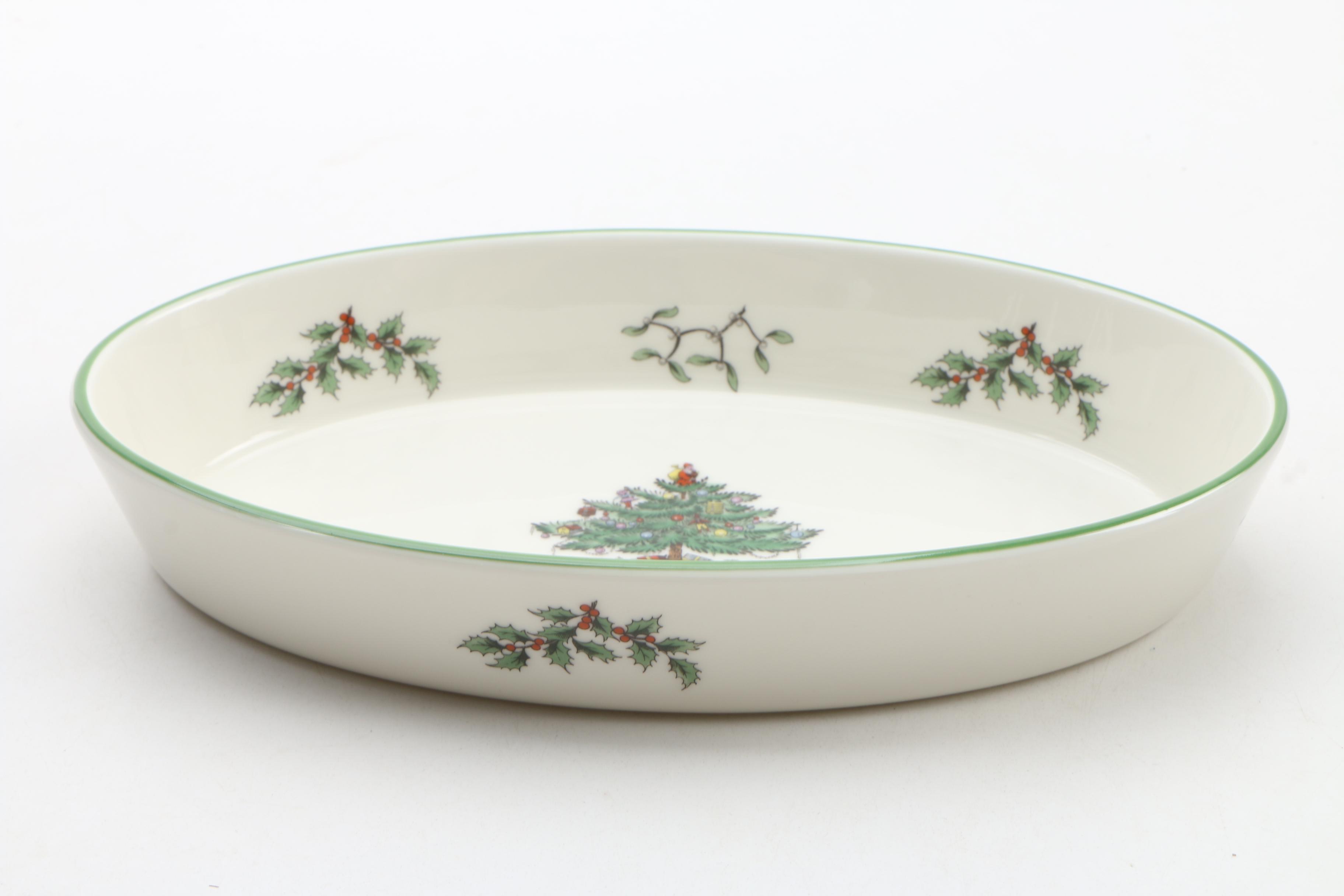 Spode "Christmas Tree" Serveware, Teapot, and Collector Plates