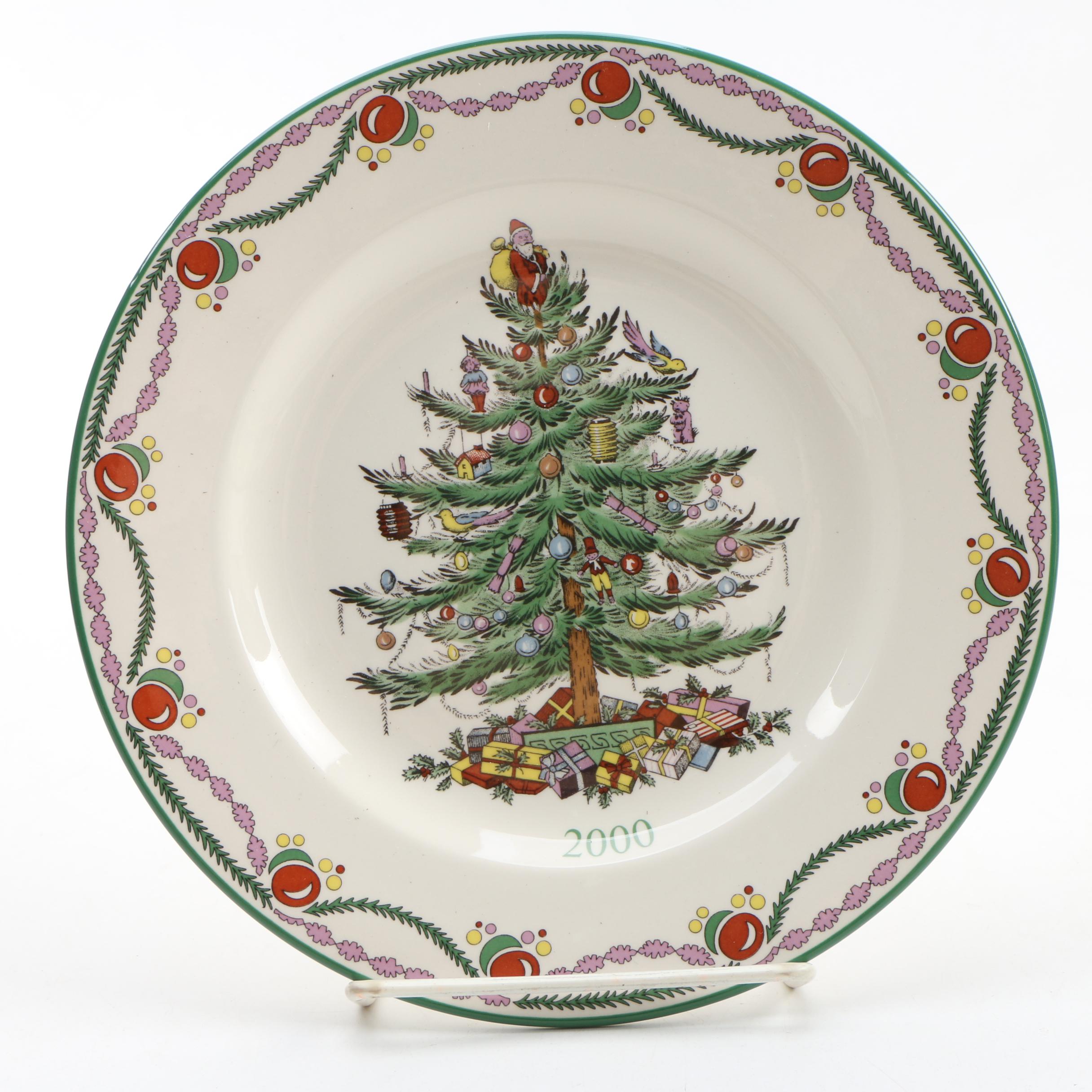 Spode "Christmas Tree" Serveware, Teapot, and Collector Plates
