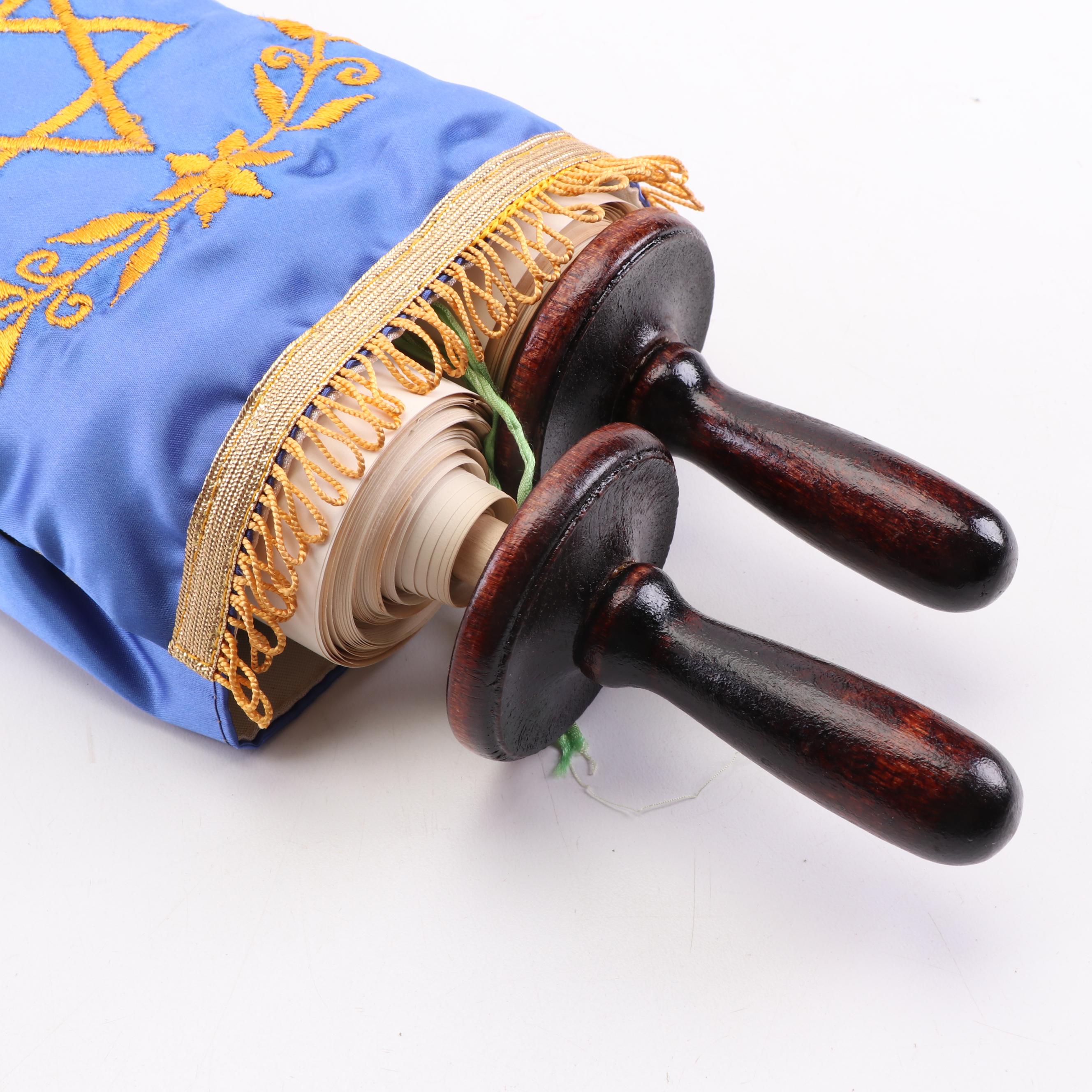 Sefer Torah Scroll with Cover and Presentation Case