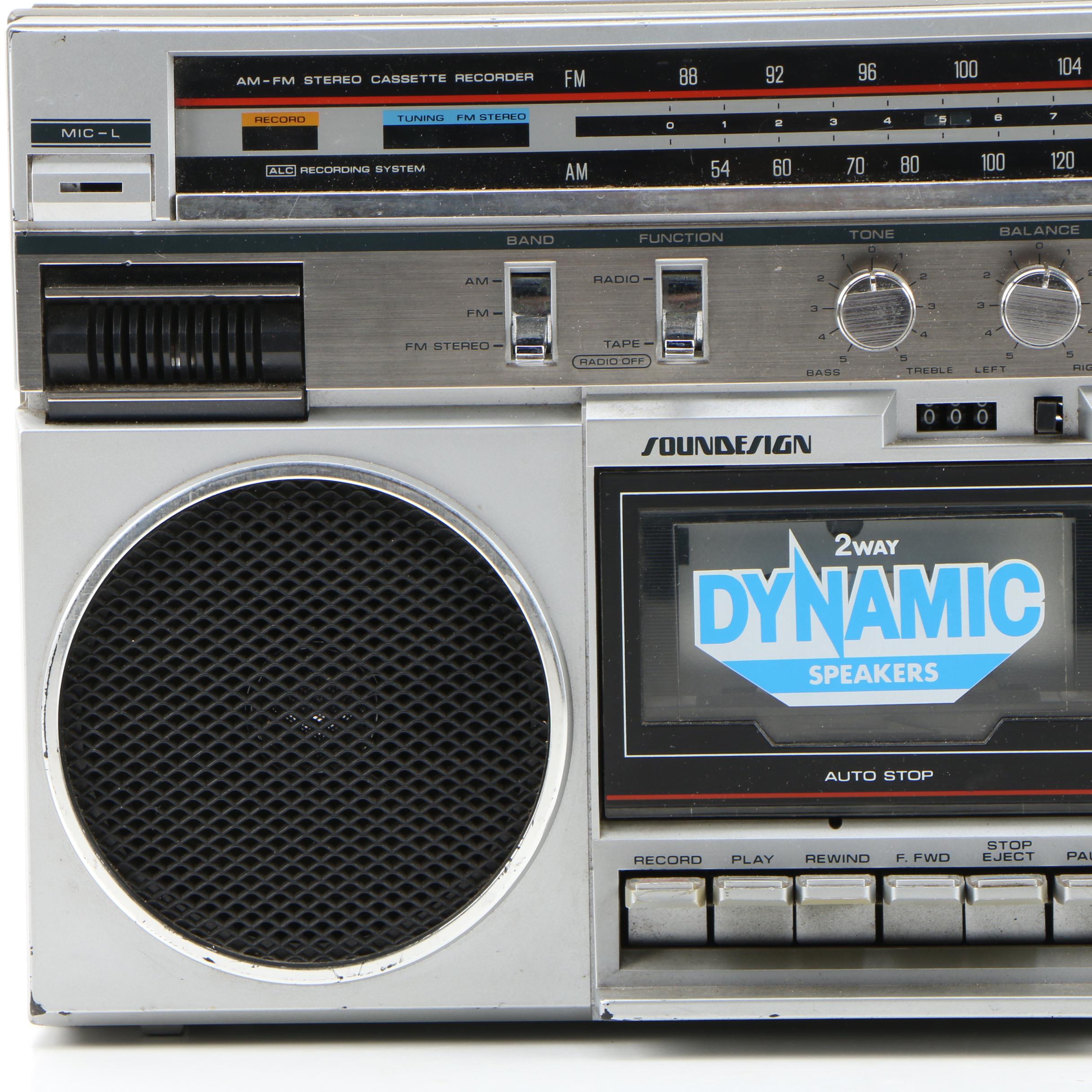 Soundesign 4633 AM/FM Stereo Cassette Recorder Boombox, 1980s