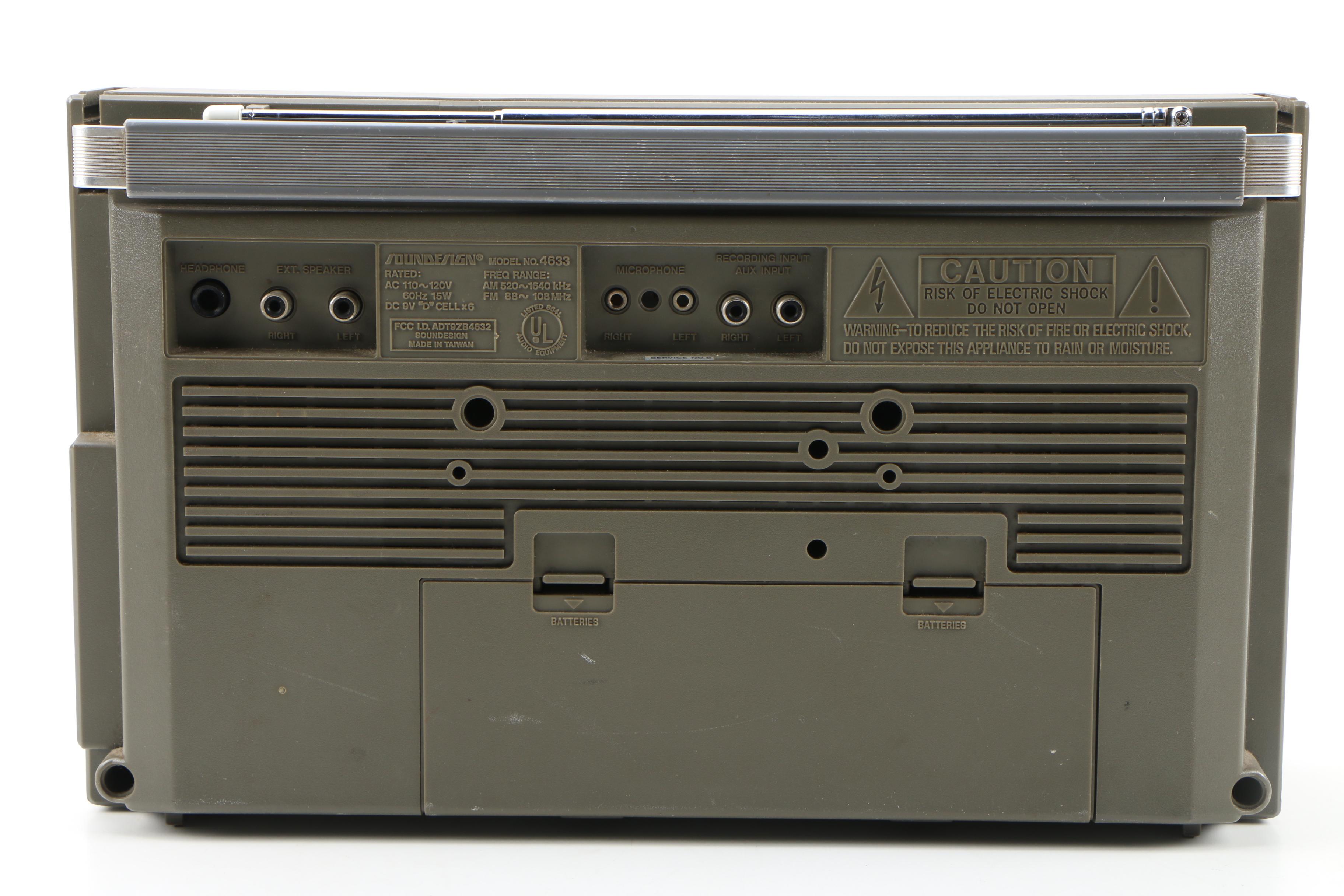 Soundesign 4633 AM/FM Stereo Cassette Recorder Boombox, 1980s
