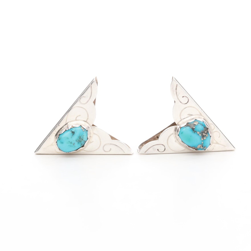 Sterling Silver Stabilized Turquoise Collar Tips
