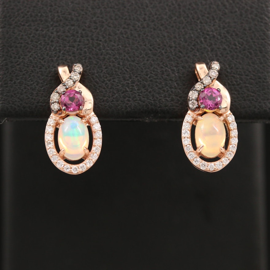 Le Vian 14K Rose Gold Opal, Rhodolite Garnet and Diamond Earrings