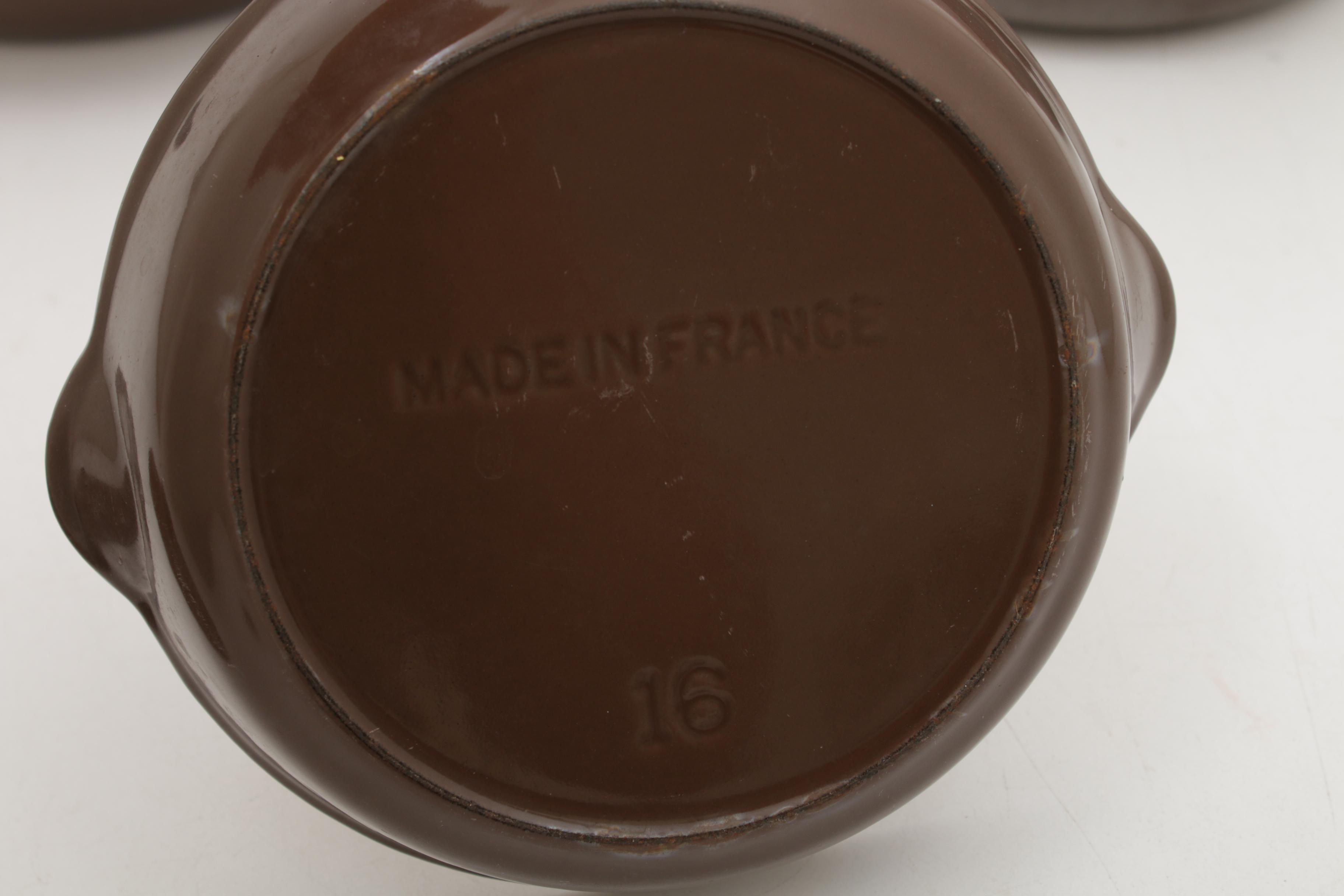 Le Creuset Brown Enameled Cast Iron Cookware, Vintage