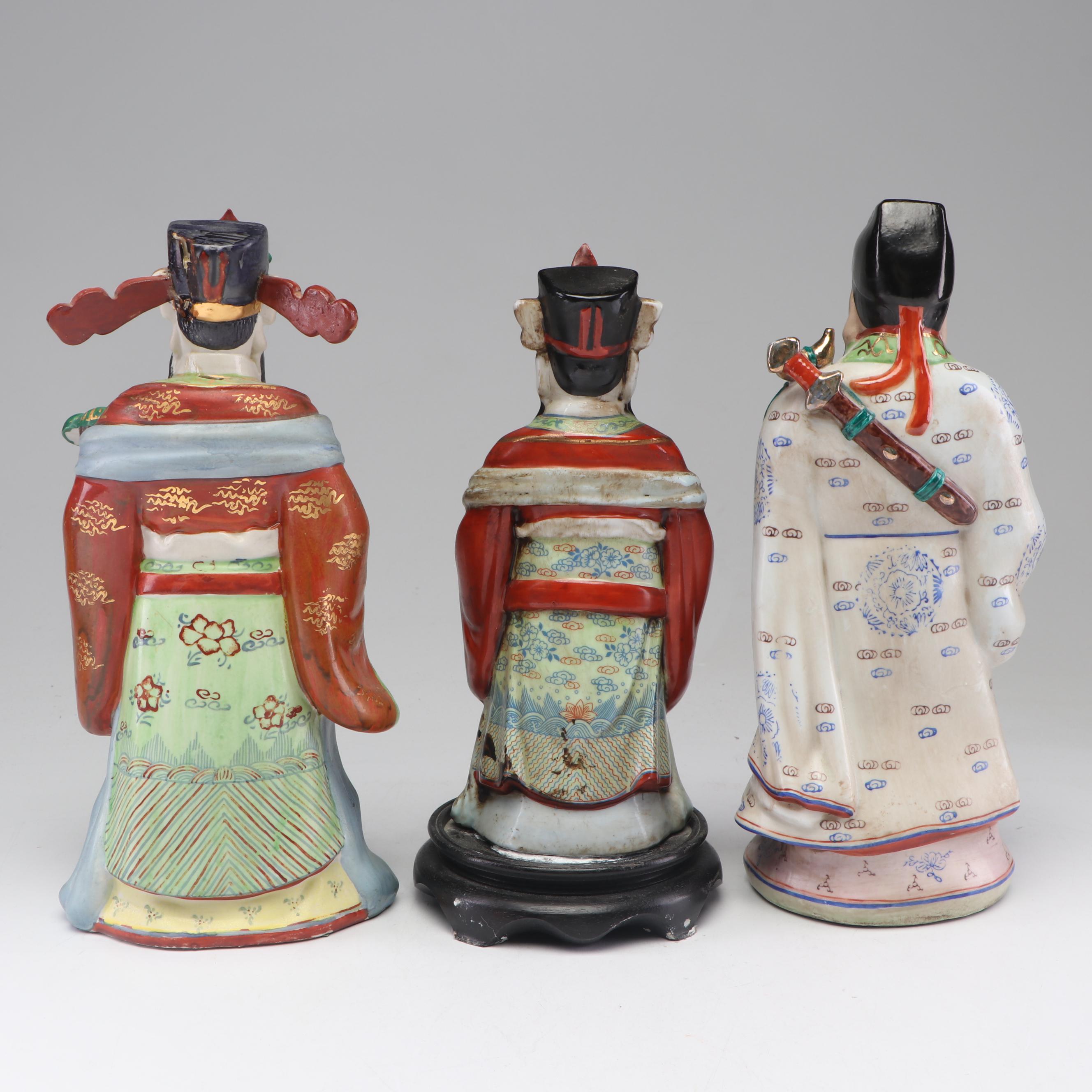 Chinese Hand-Painted Porcelain Bearded Men Figurines