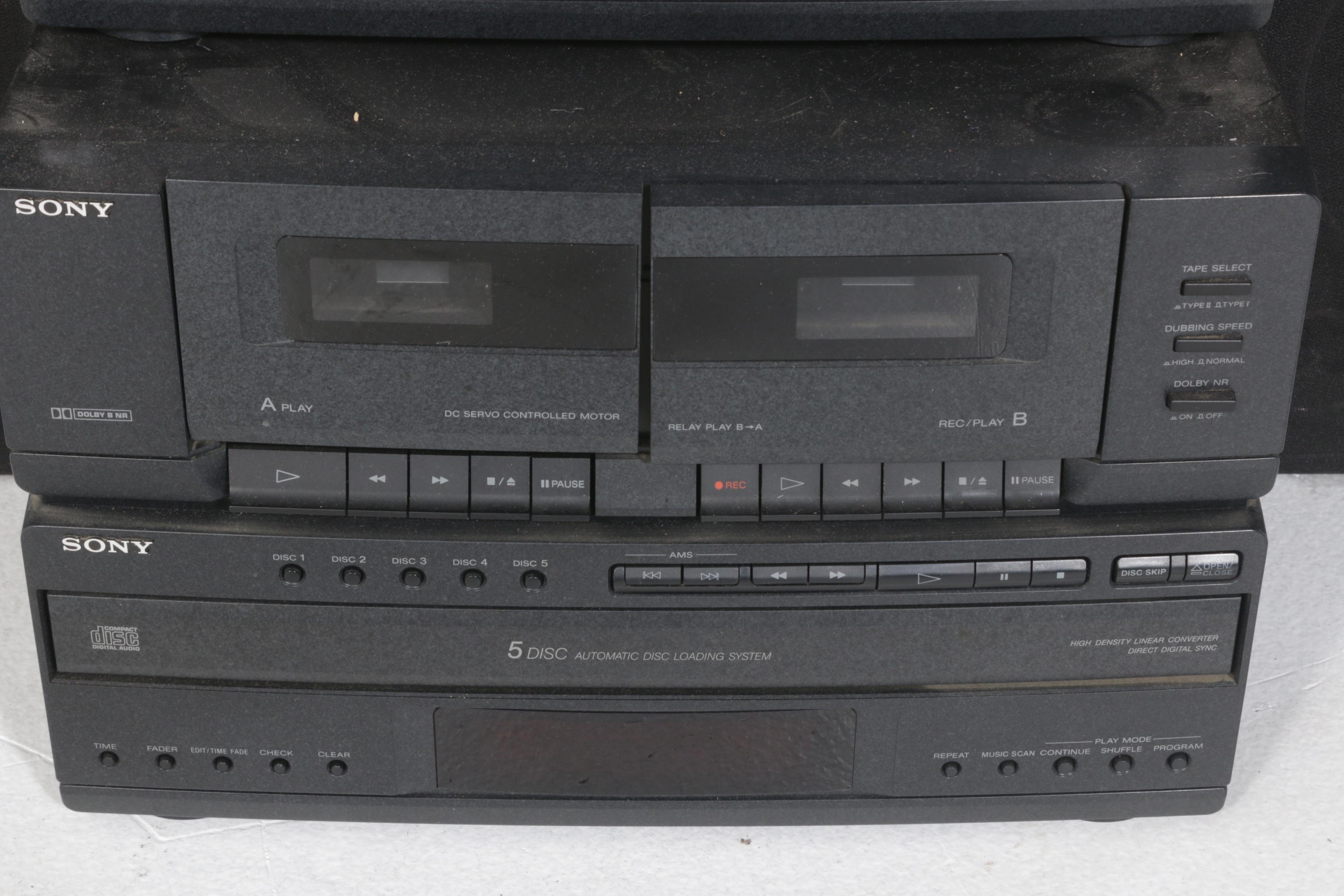 Sony Stereo System with AM/FM Receiver, CD/Cassette Player and Speakers