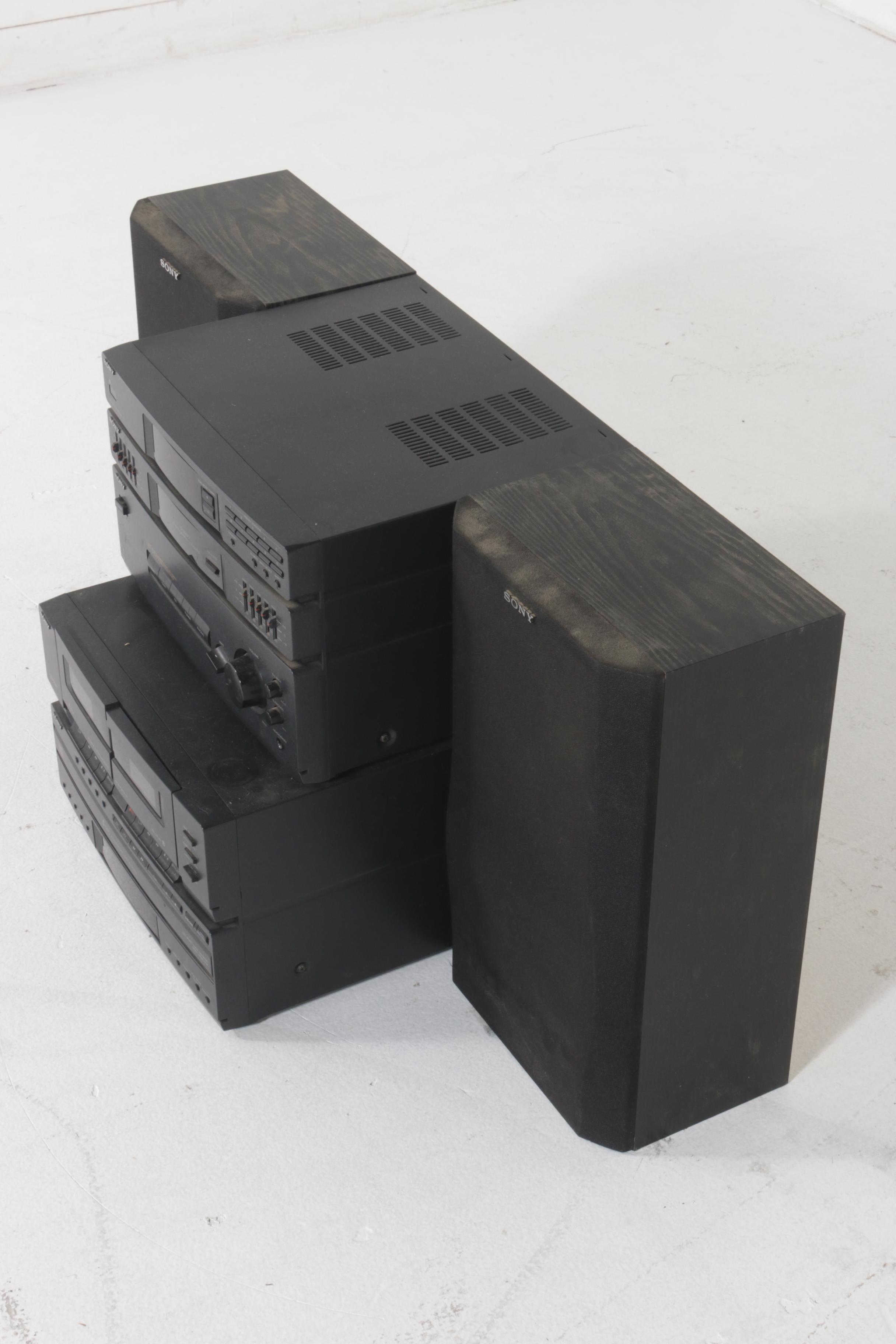 Sony Stereo System with AM/FM Receiver, CD/Cassette Player and Speakers