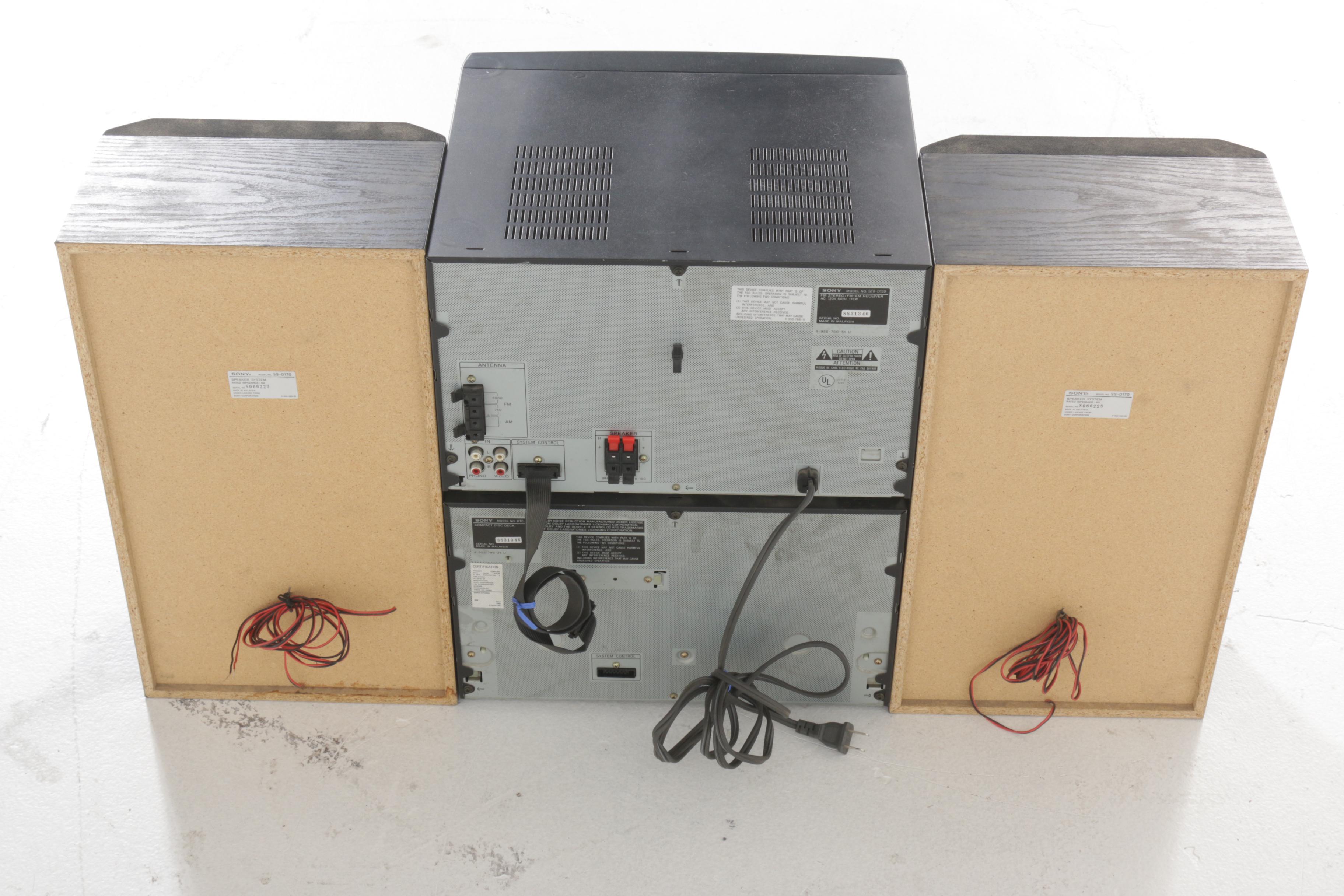 Sony Stereo System with AM/FM Receiver, CD/Cassette Player and Speakers