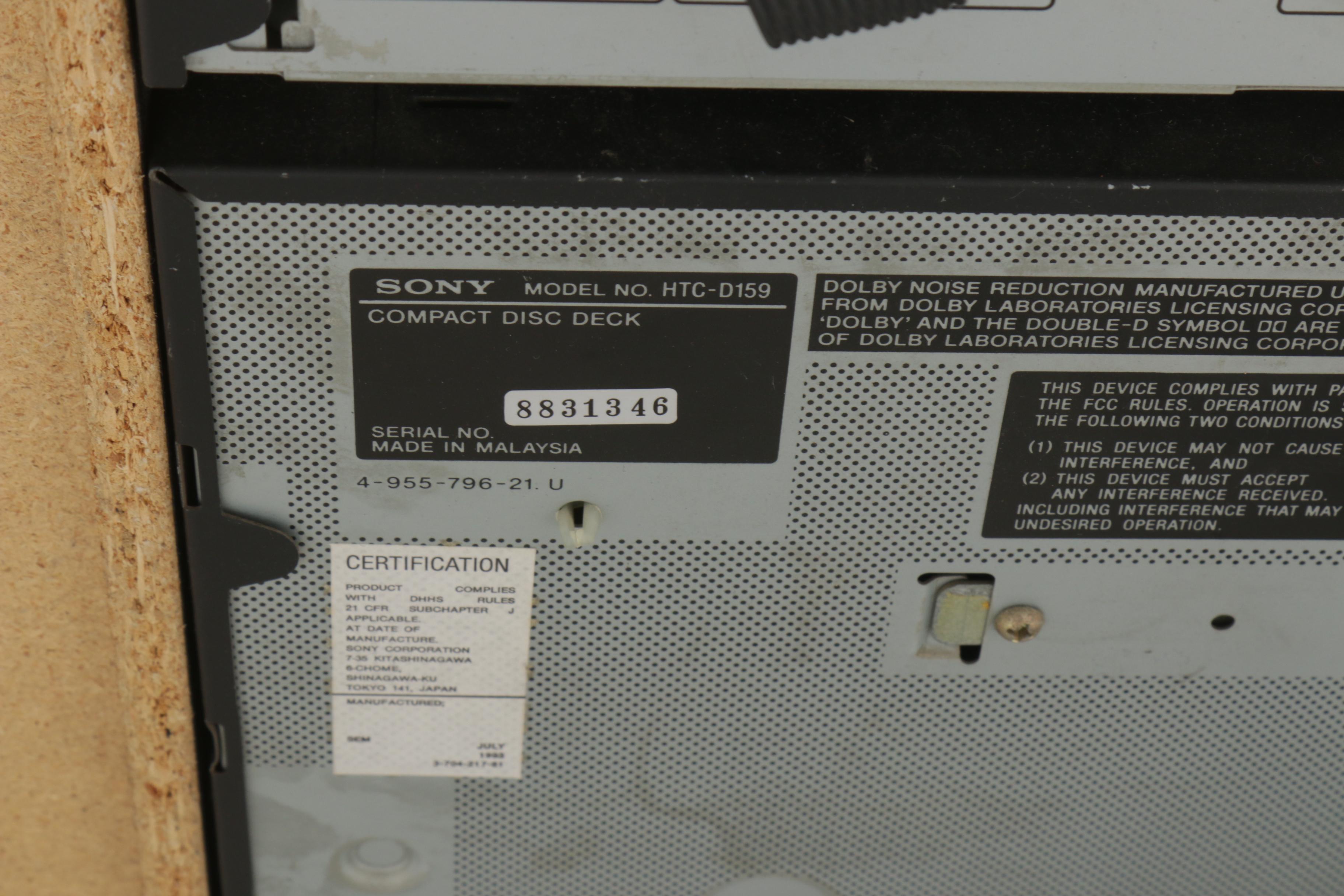 Sony Stereo System with AM/FM Receiver, CD/Cassette Player and Speakers