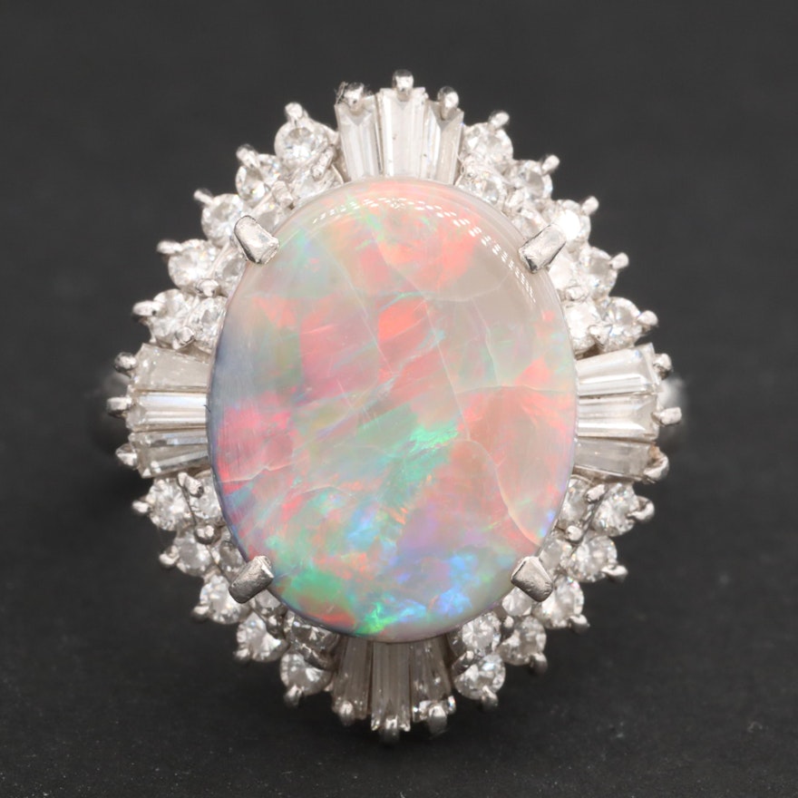 Platinum Opal and 1.66 CTW Diamond Ring