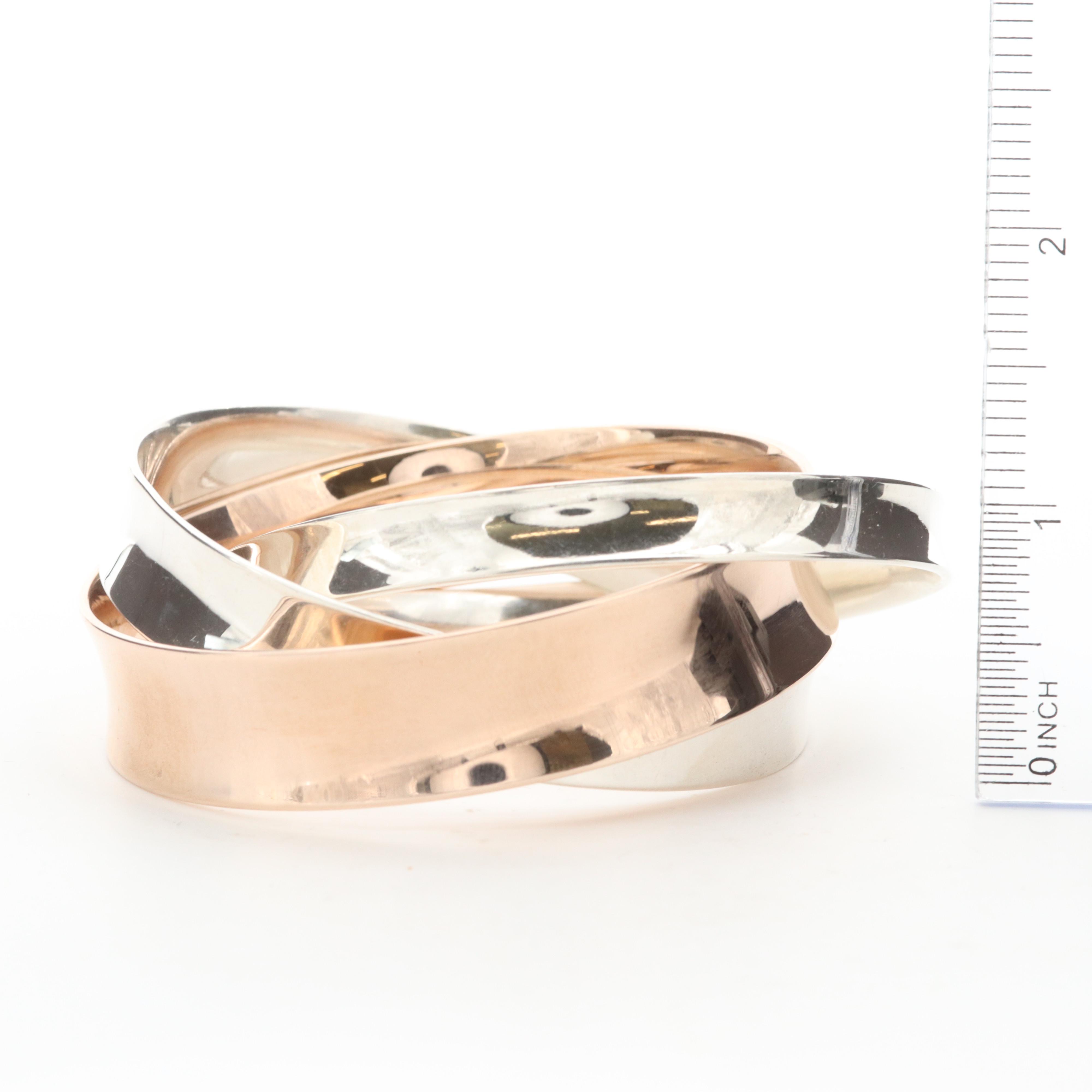 Tiffany & Co. "1837" Sterling Silver and Rubedo Interlocking Bangles