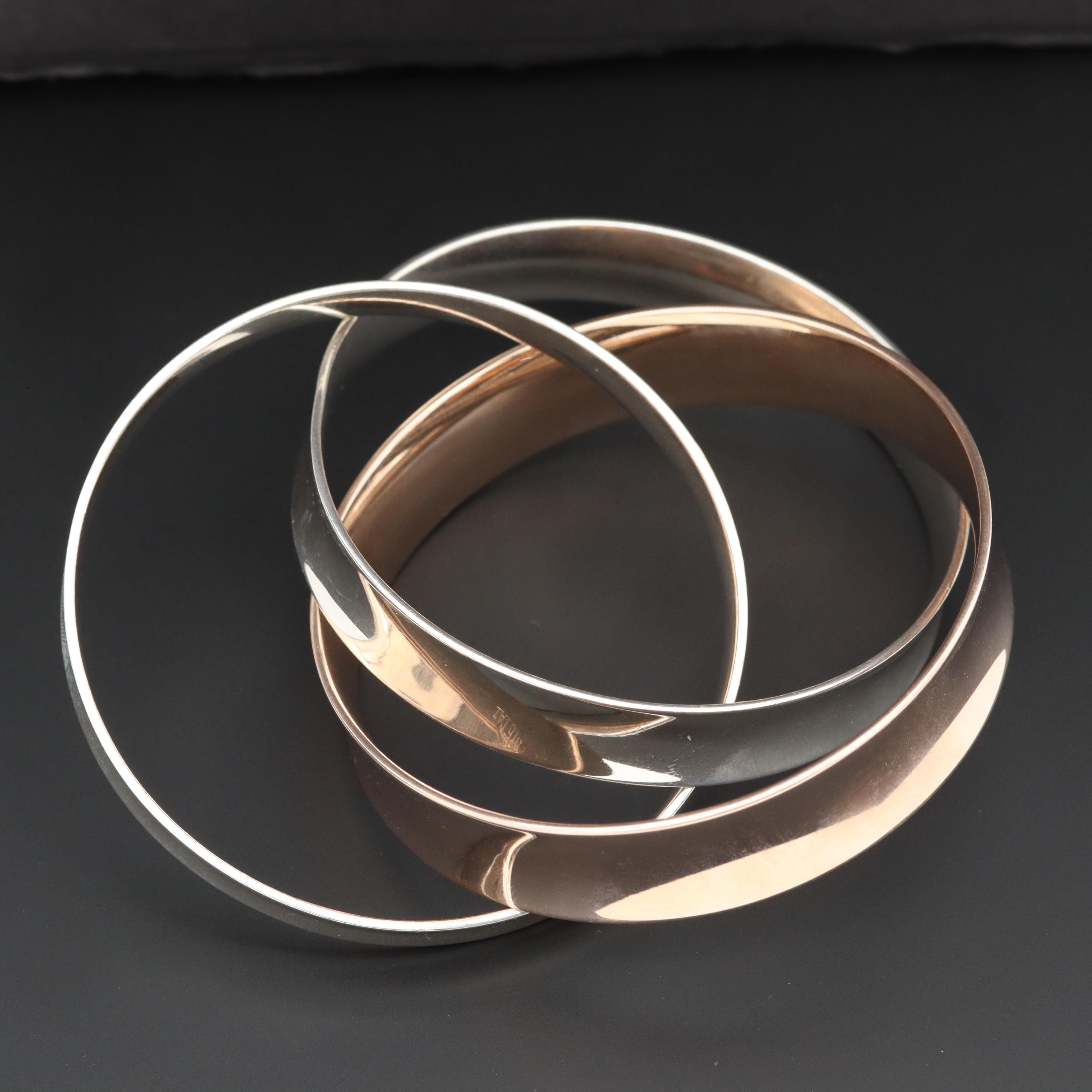 Tiffany & Co. "1837" Sterling Silver and Rubedo Interlocking Bangles