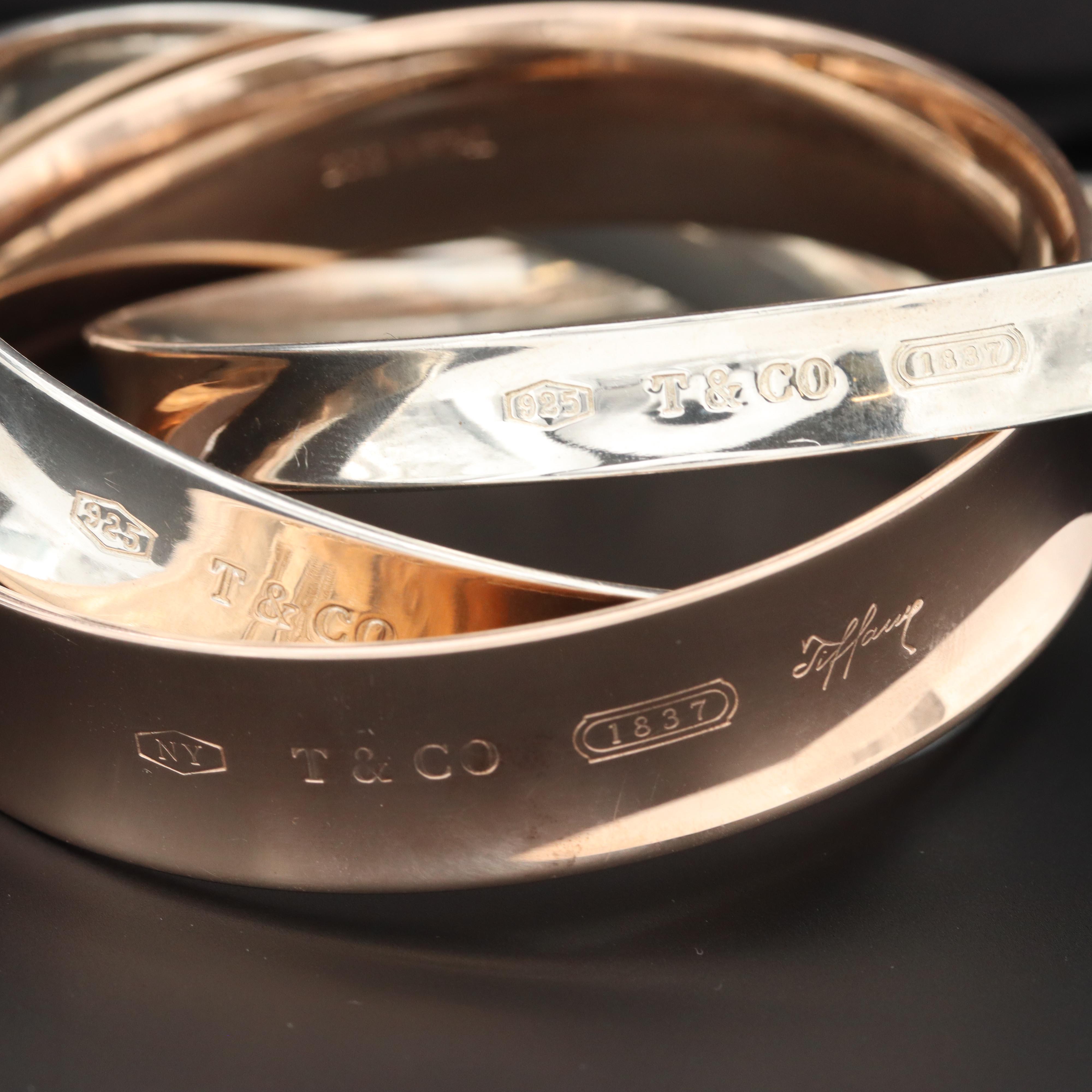 Tiffany & Co. "1837" Sterling Silver and Rubedo Interlocking Bangles