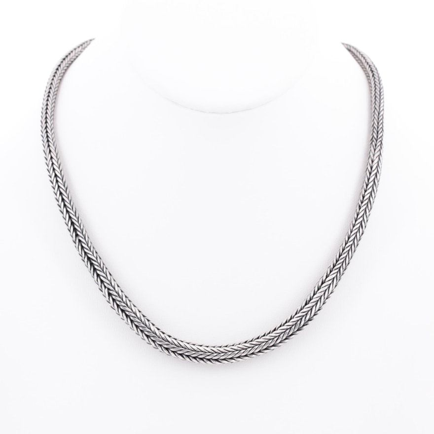 Sterling Silver Graduated Foxtail Necklace