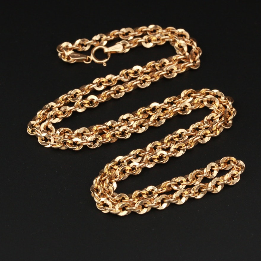 14K Yellow Gold Cable Chain Necklace