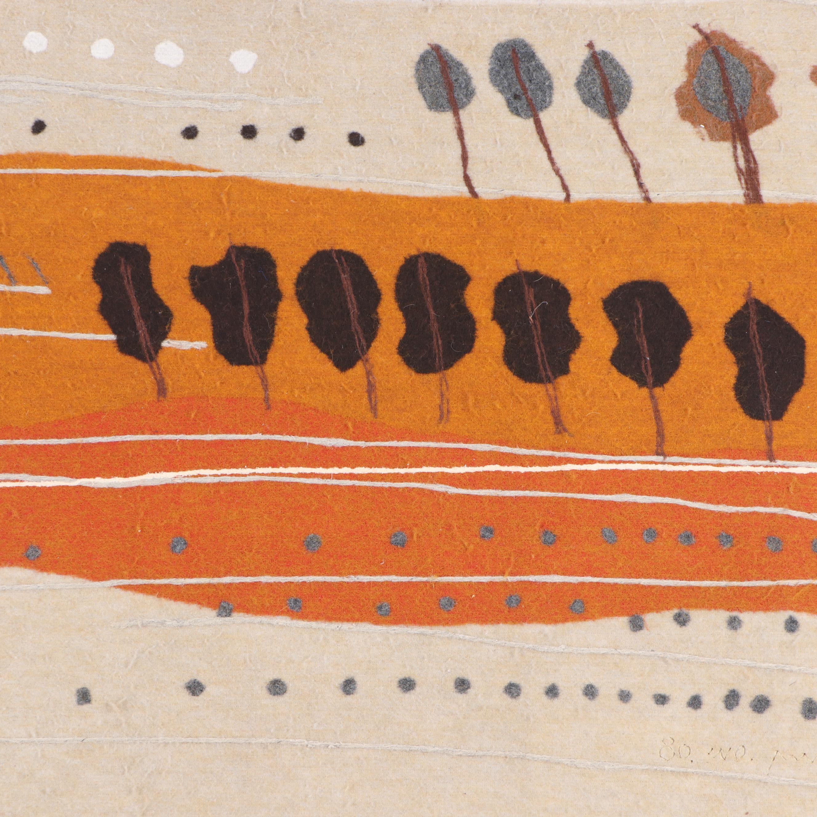 Calman Shemi Machine-Felted Wool Abstract Landscape Area Rug, 1980