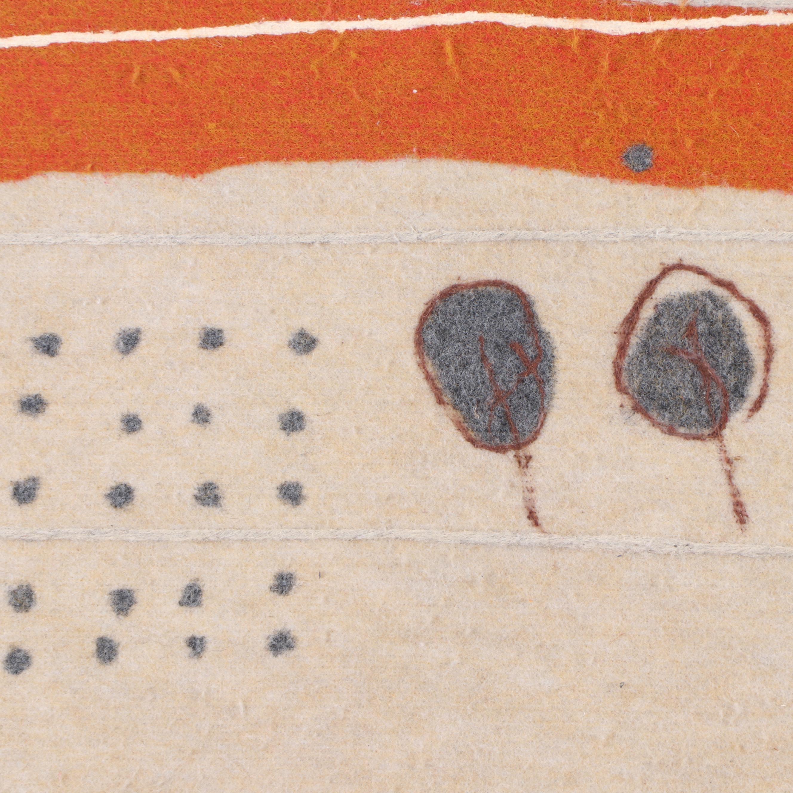 Calman Shemi Machine-Felted Wool Abstract Landscape Area Rug, 1980