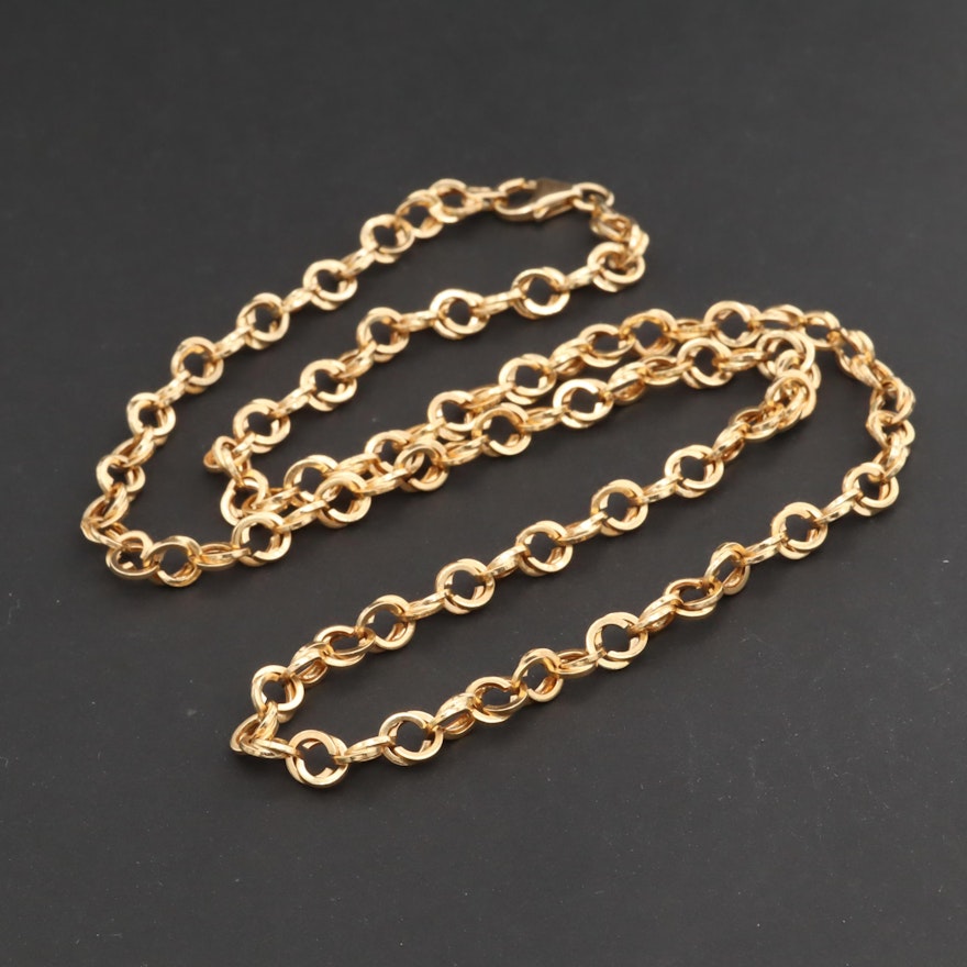 14K Yellow Gold Cable Chain Necklace