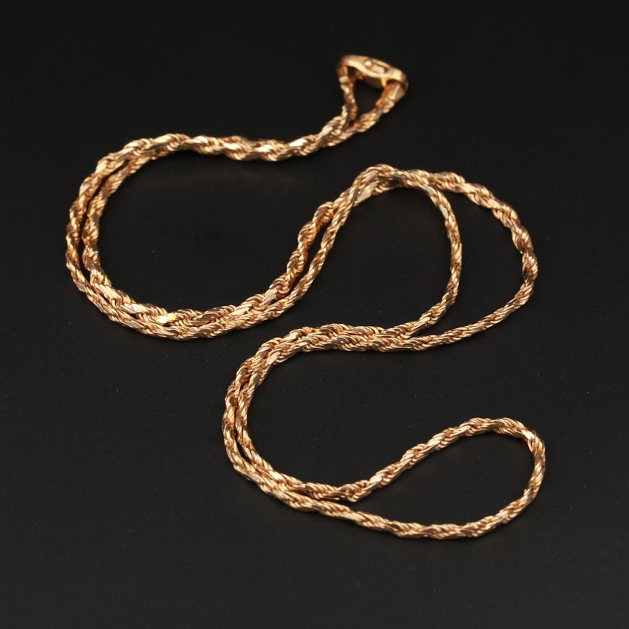 14K Yellow Gold Rope Chain Necklace