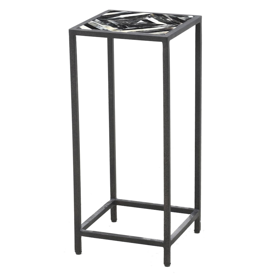 Horn Inlaid Metal Stand, Contemporary