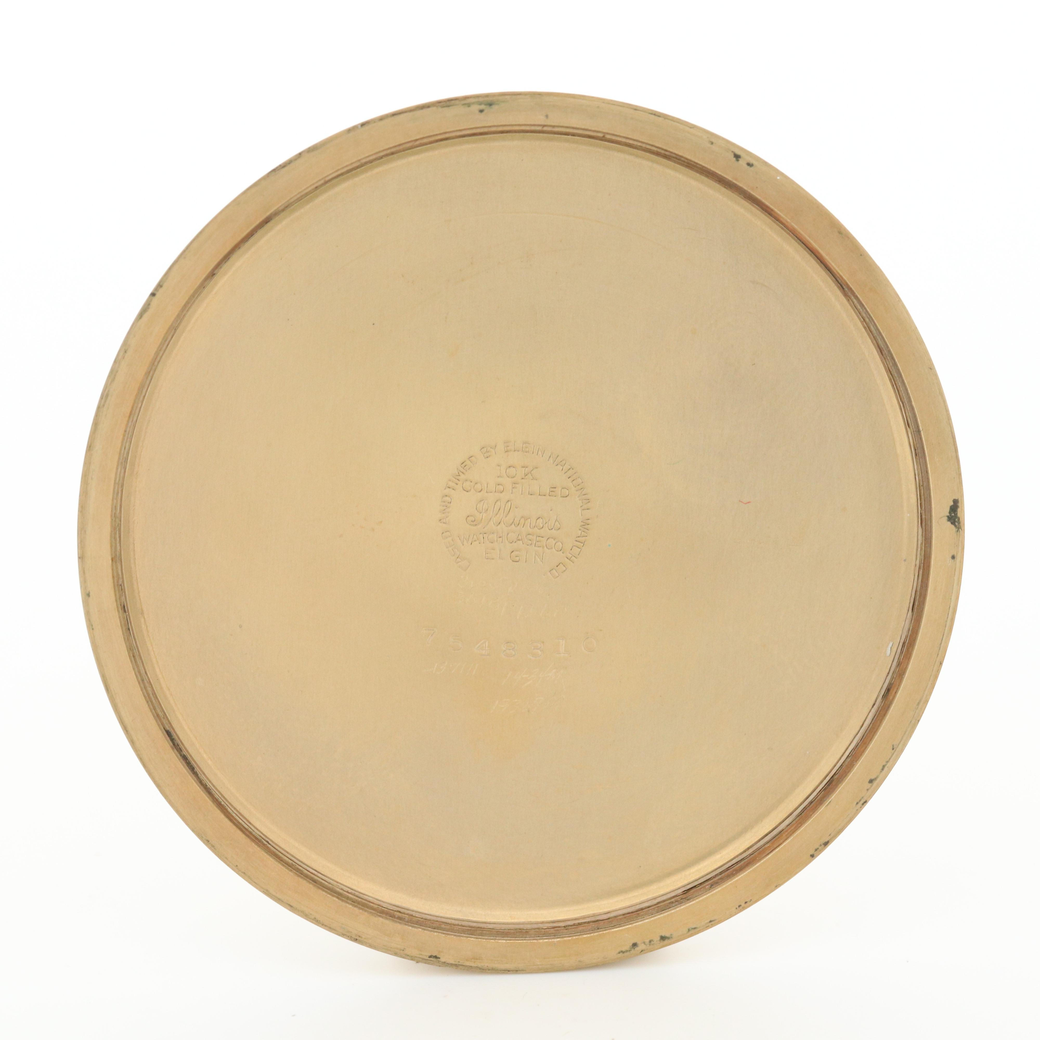 Vintage Elgin B.W. Raymond 10K Gold Filled Pocket Watch and Leather Fob