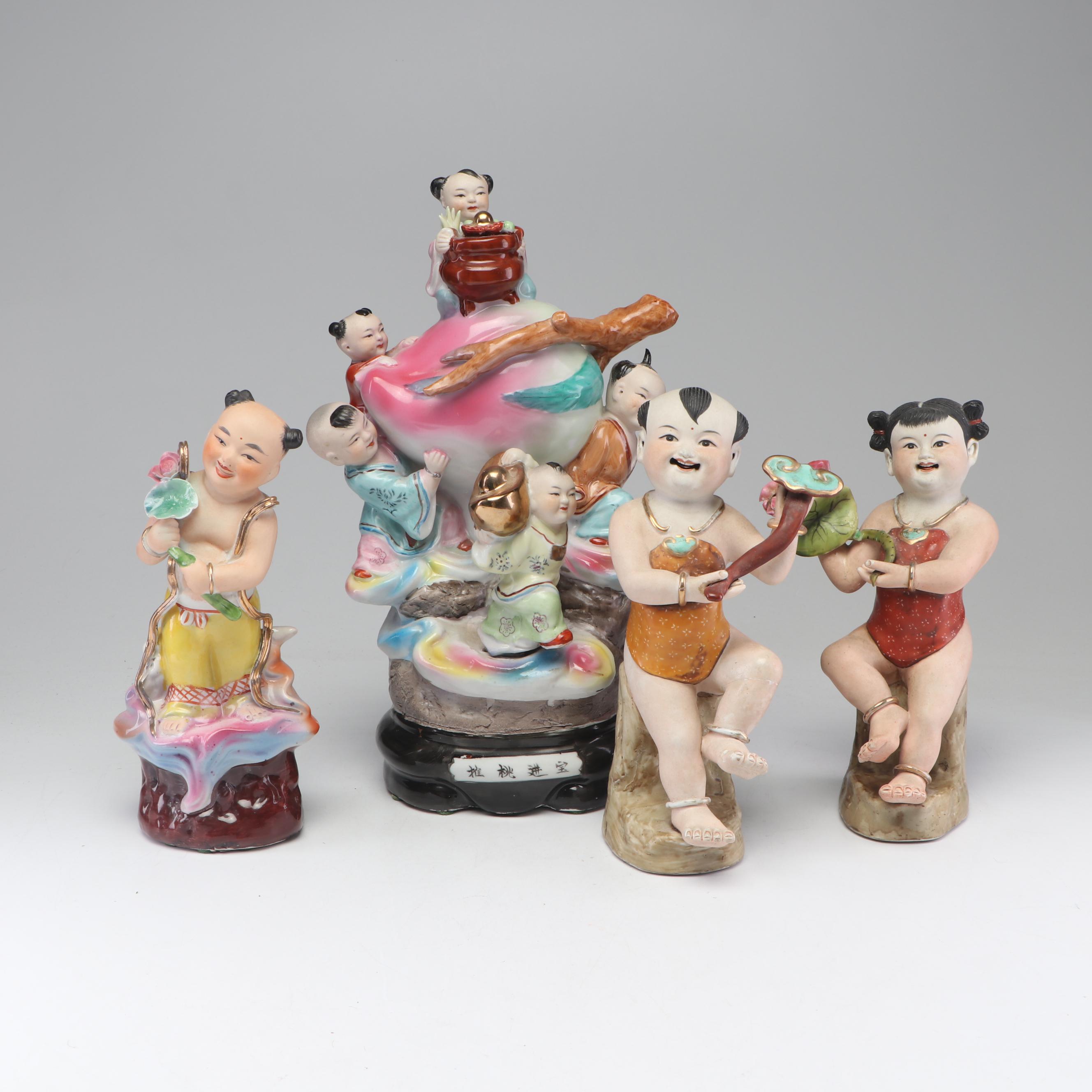 Chinese Children Figurines, Vintage
