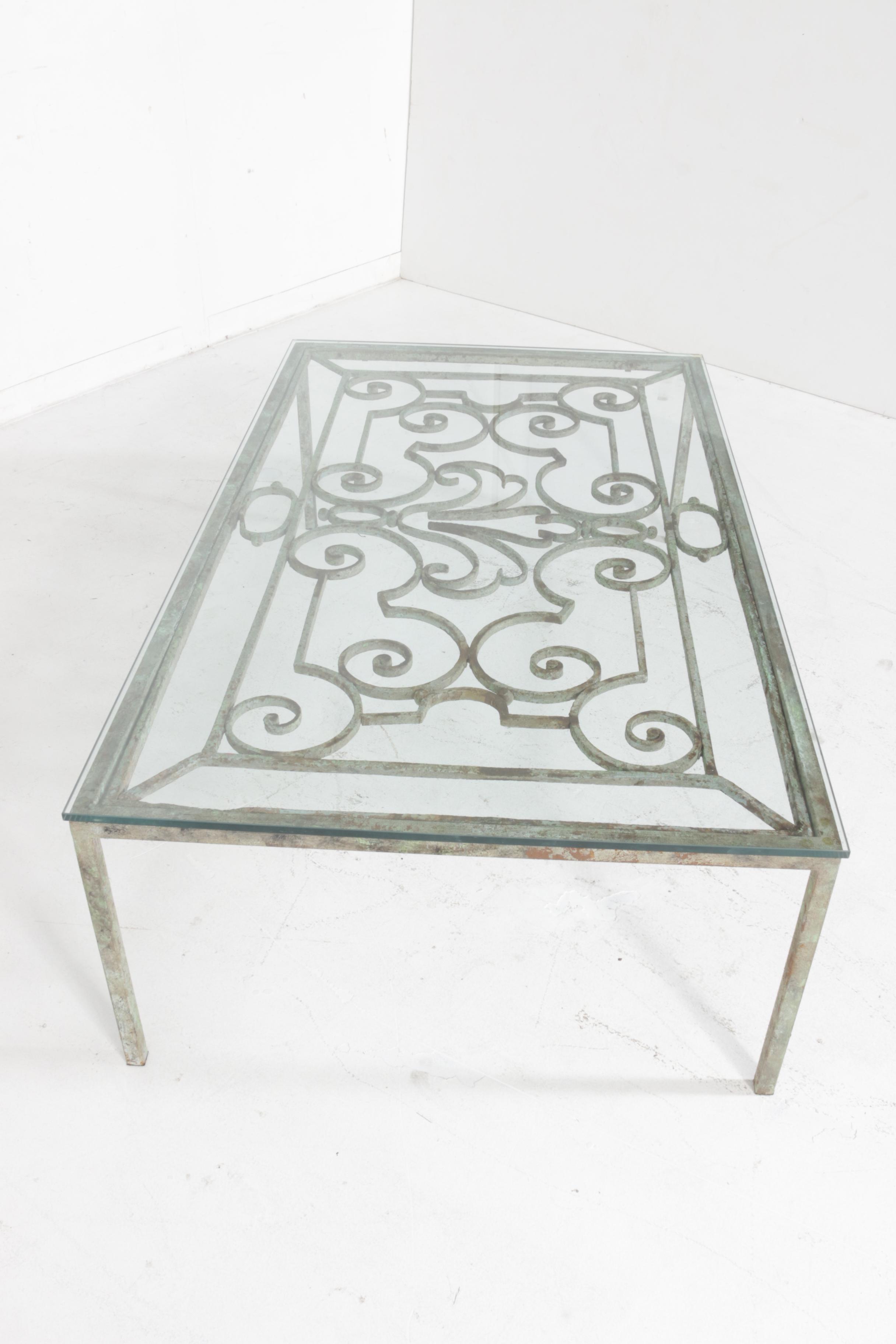 Glass Top Wrought Iron Patio Coffee Table