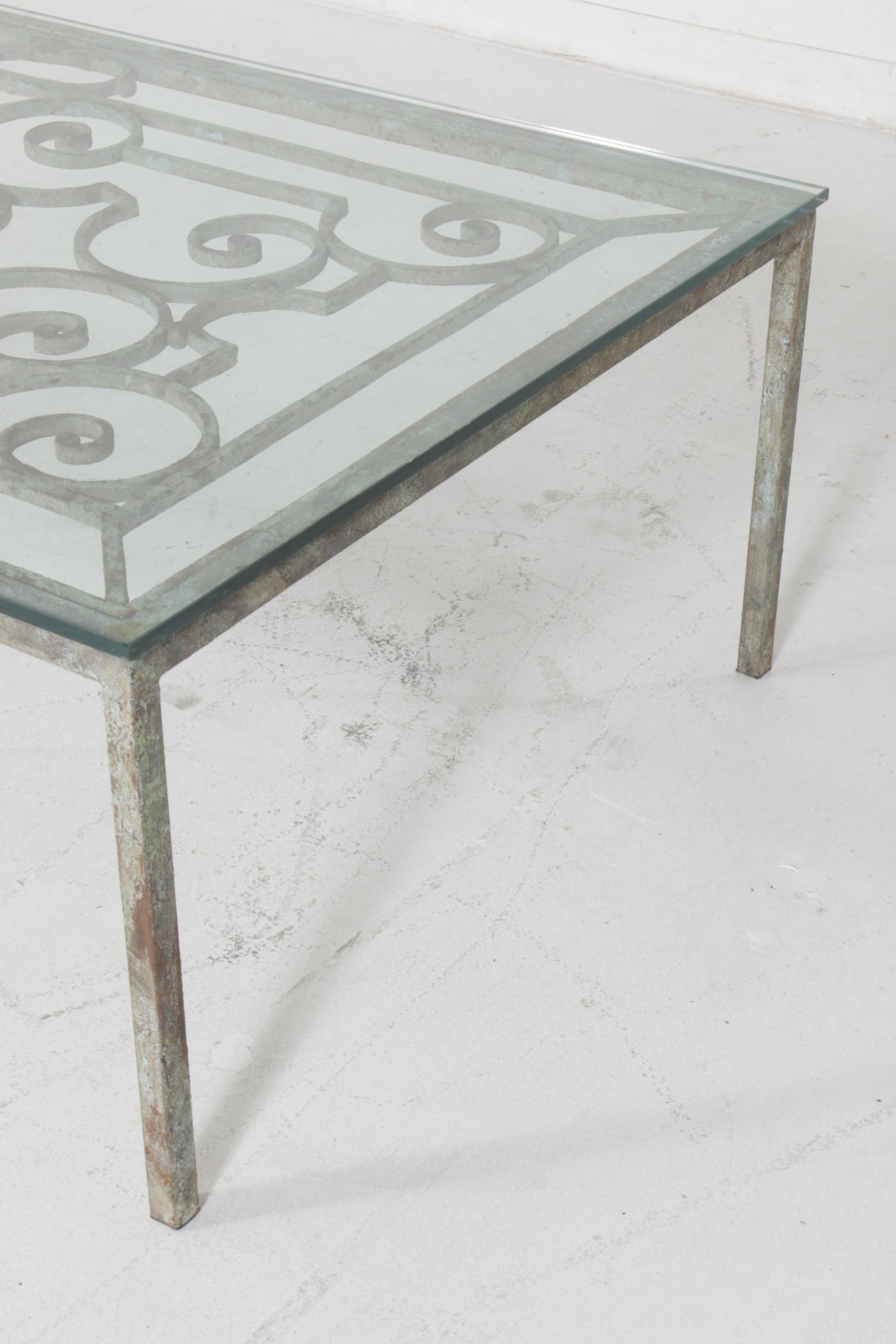 Glass Top Wrought Iron Patio Coffee Table