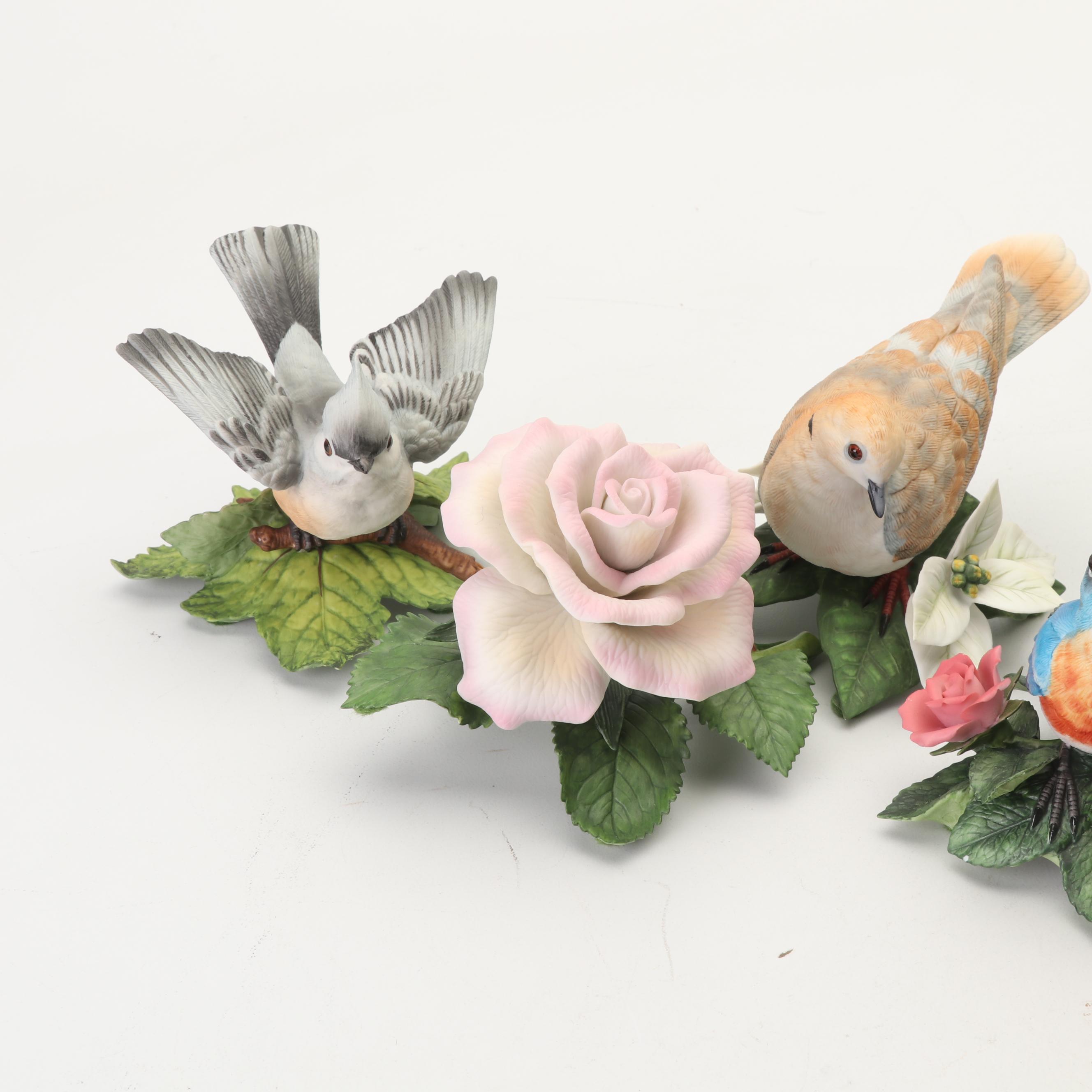 Lenox "Garden Birds and Flowers" Porcelain Figurines, Vintage