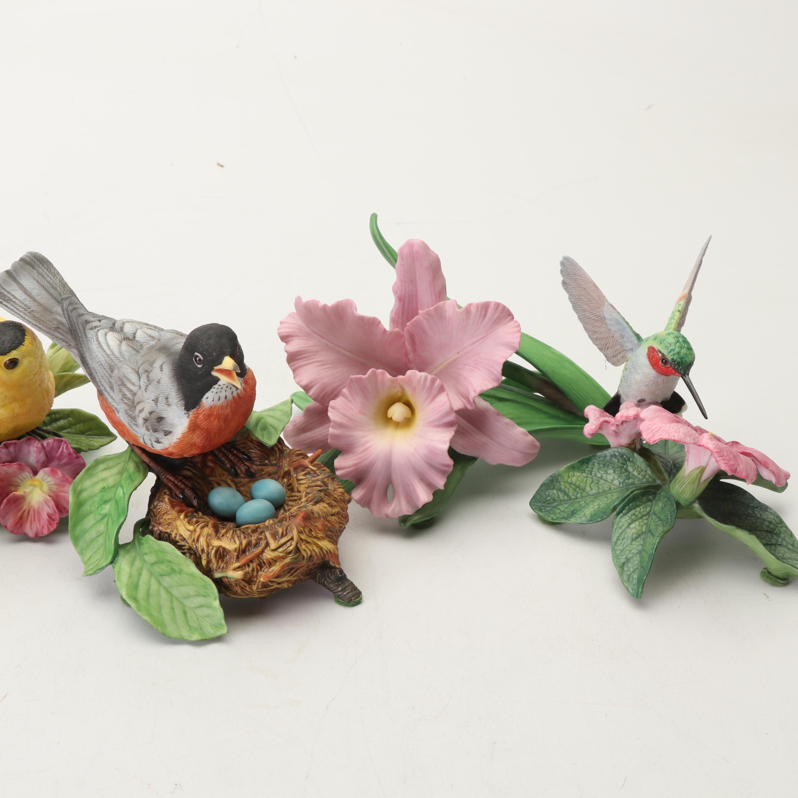 Lenox "Garden Birds and Flowers" Porcelain Figurines, Vintage