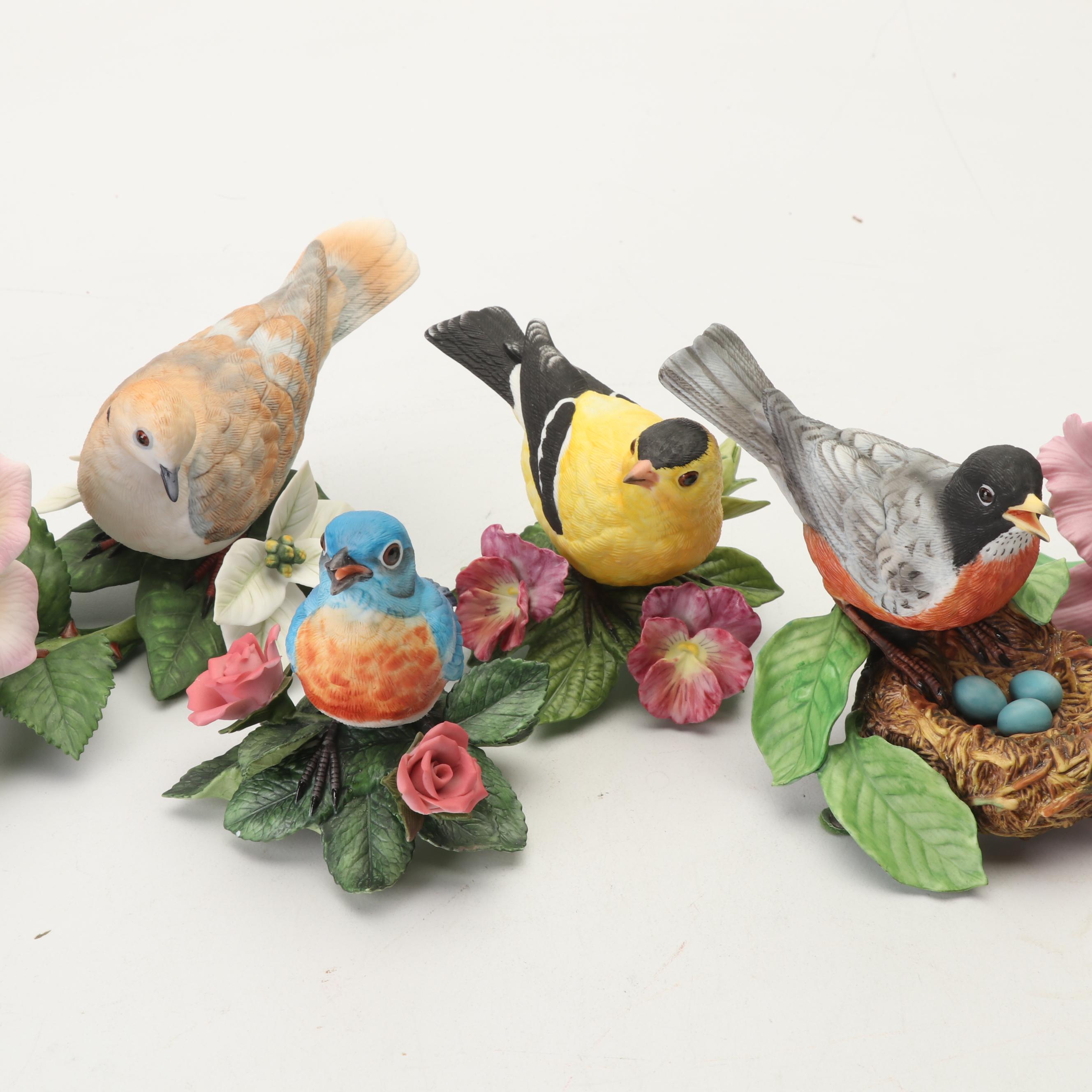 Lenox "Garden Birds and Flowers" Porcelain Figurines, Vintage