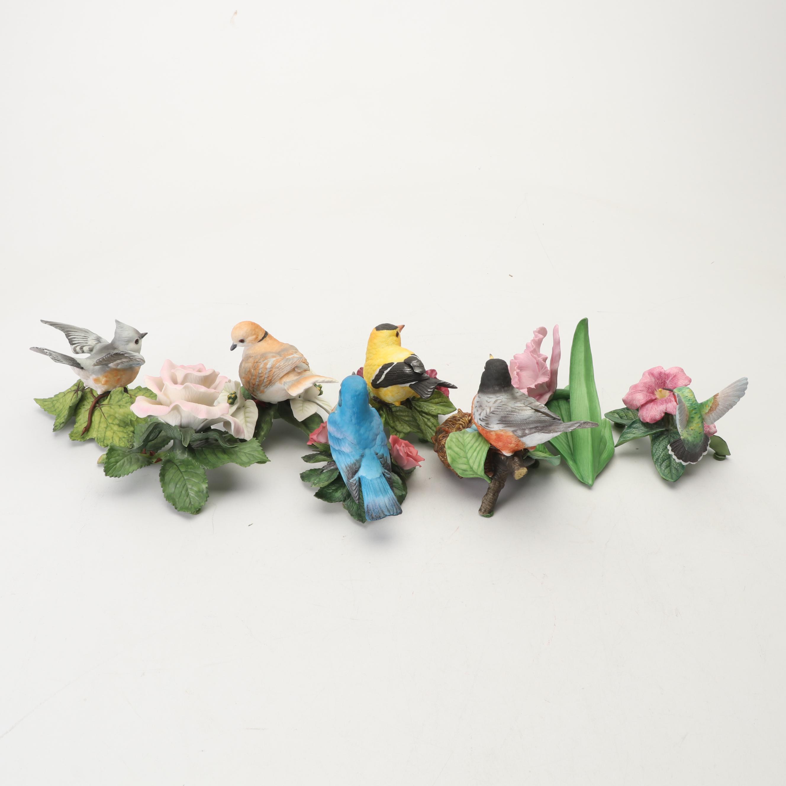 Lenox "Garden Birds and Flowers" Porcelain Figurines, Vintage